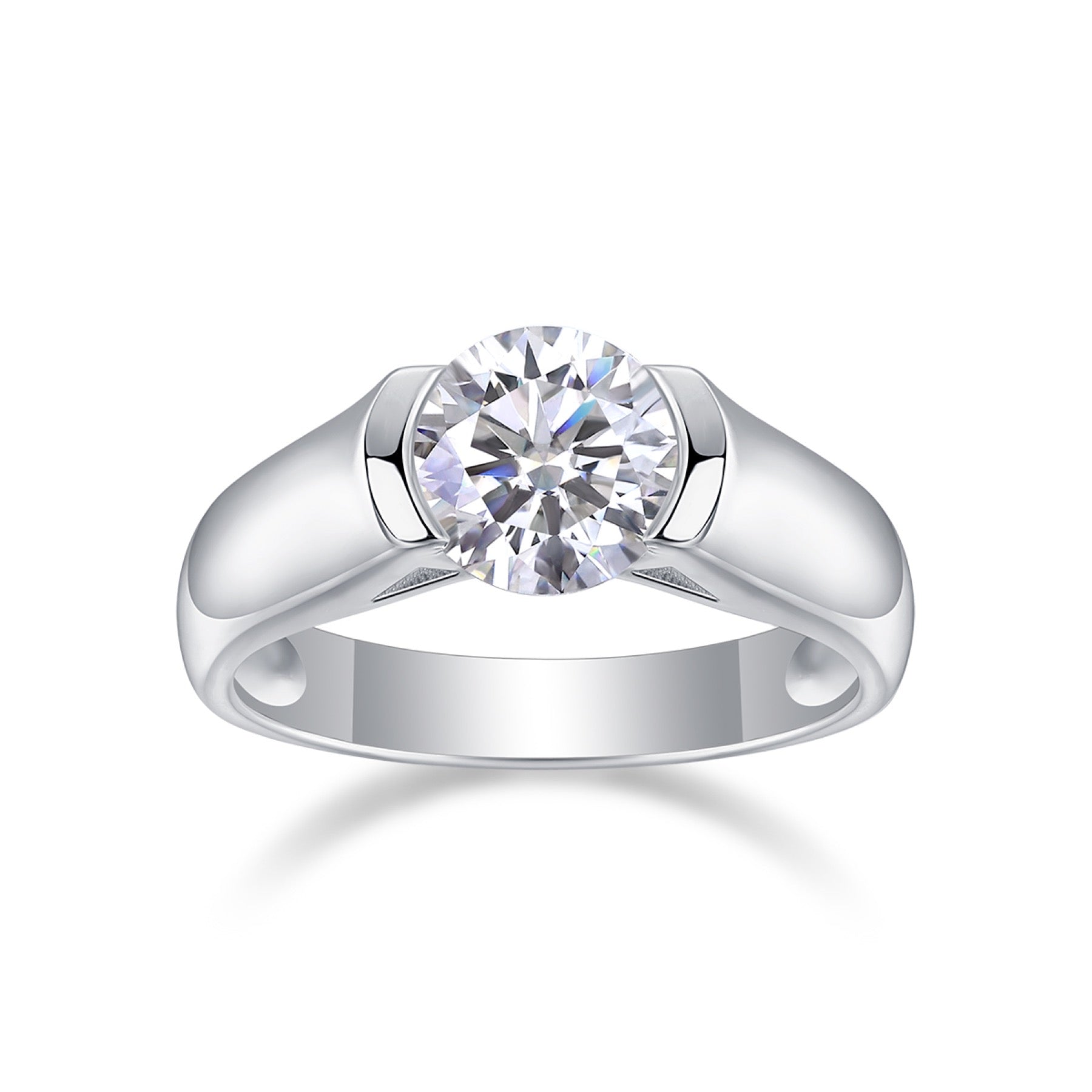 Lifelong 2 Carat Moissanite Solitaire Ring in Sterling Silver