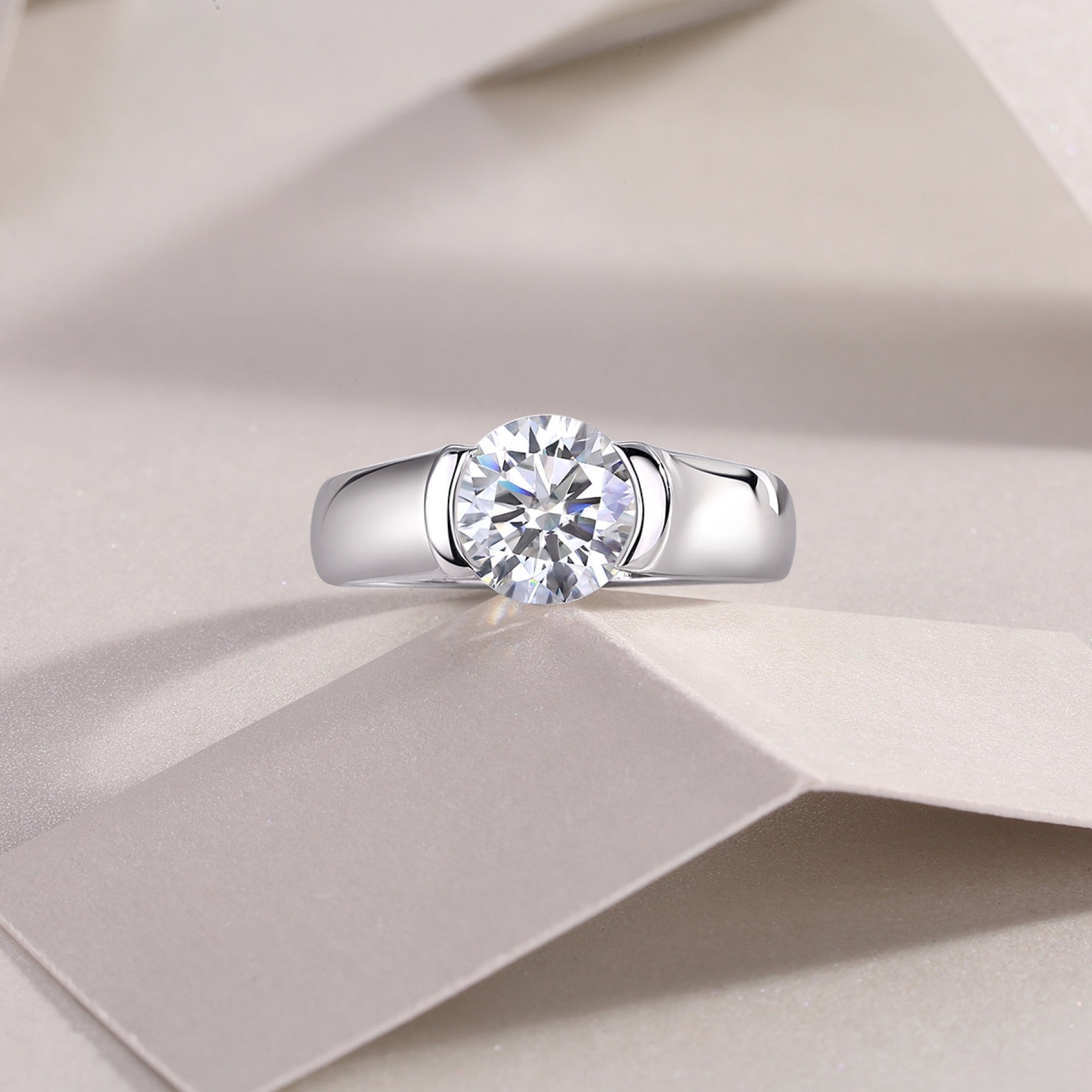 Lifelong 2 Carat Moissanite Solitaire Ring in Sterling Silver