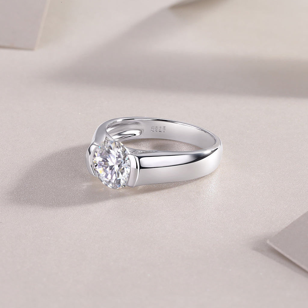 Lifelong 2 Carat Moissanite Solitaire Ring in Sterling Silver