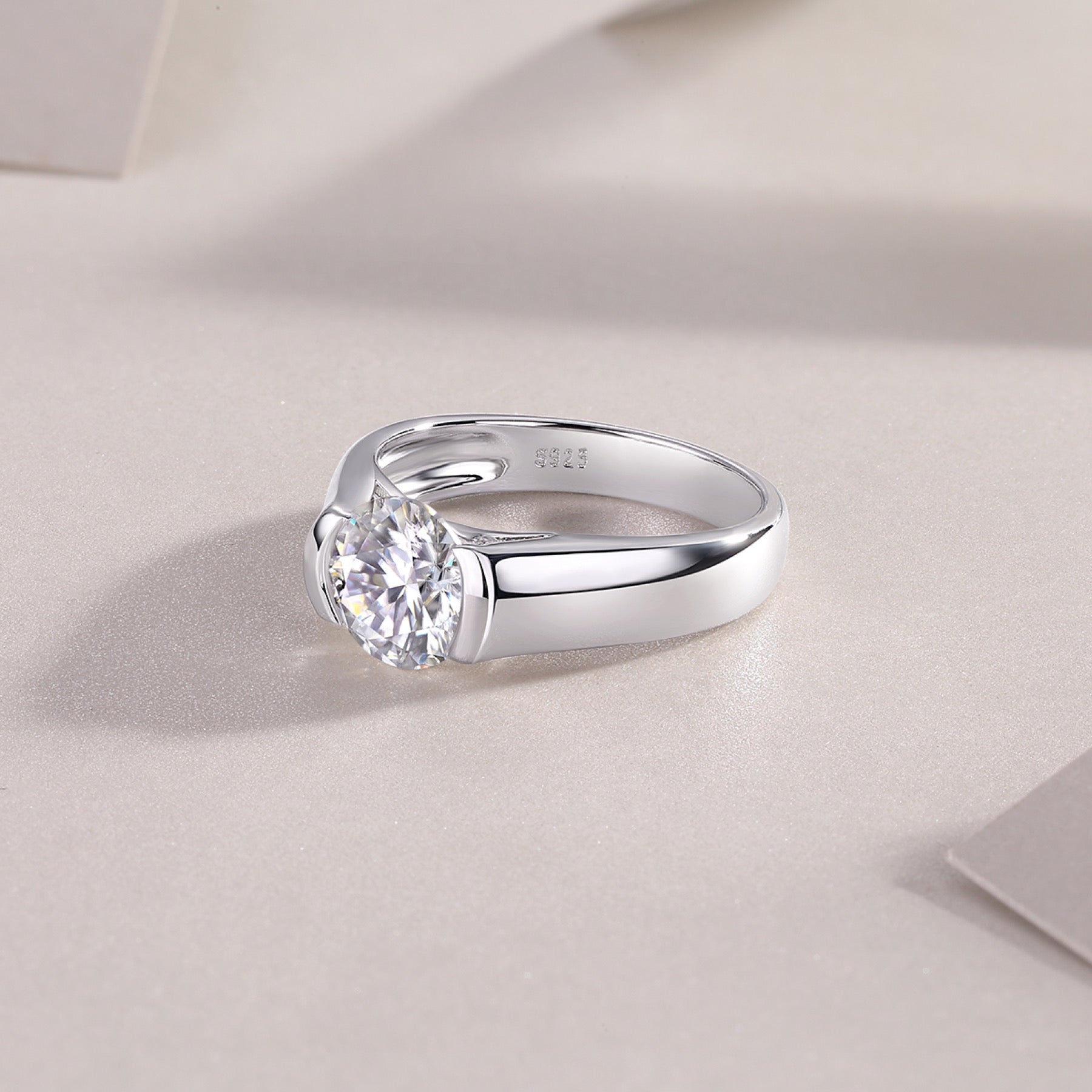 Lifelong 2 Carat Moissanite Solitaire Ring in Sterling Silver