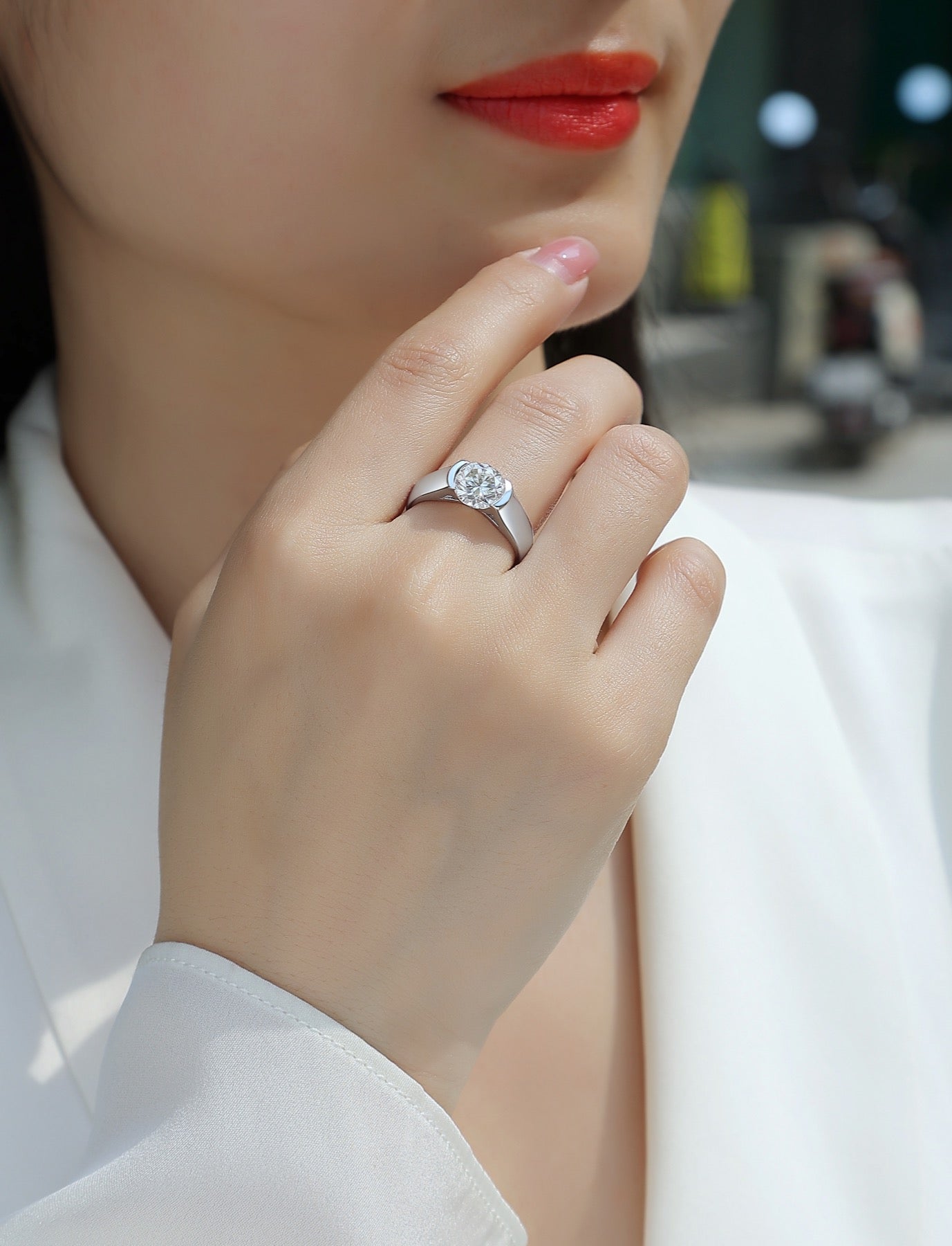 Lifelong 2 Carat Moissanite Solitaire Ring in Sterling Silver