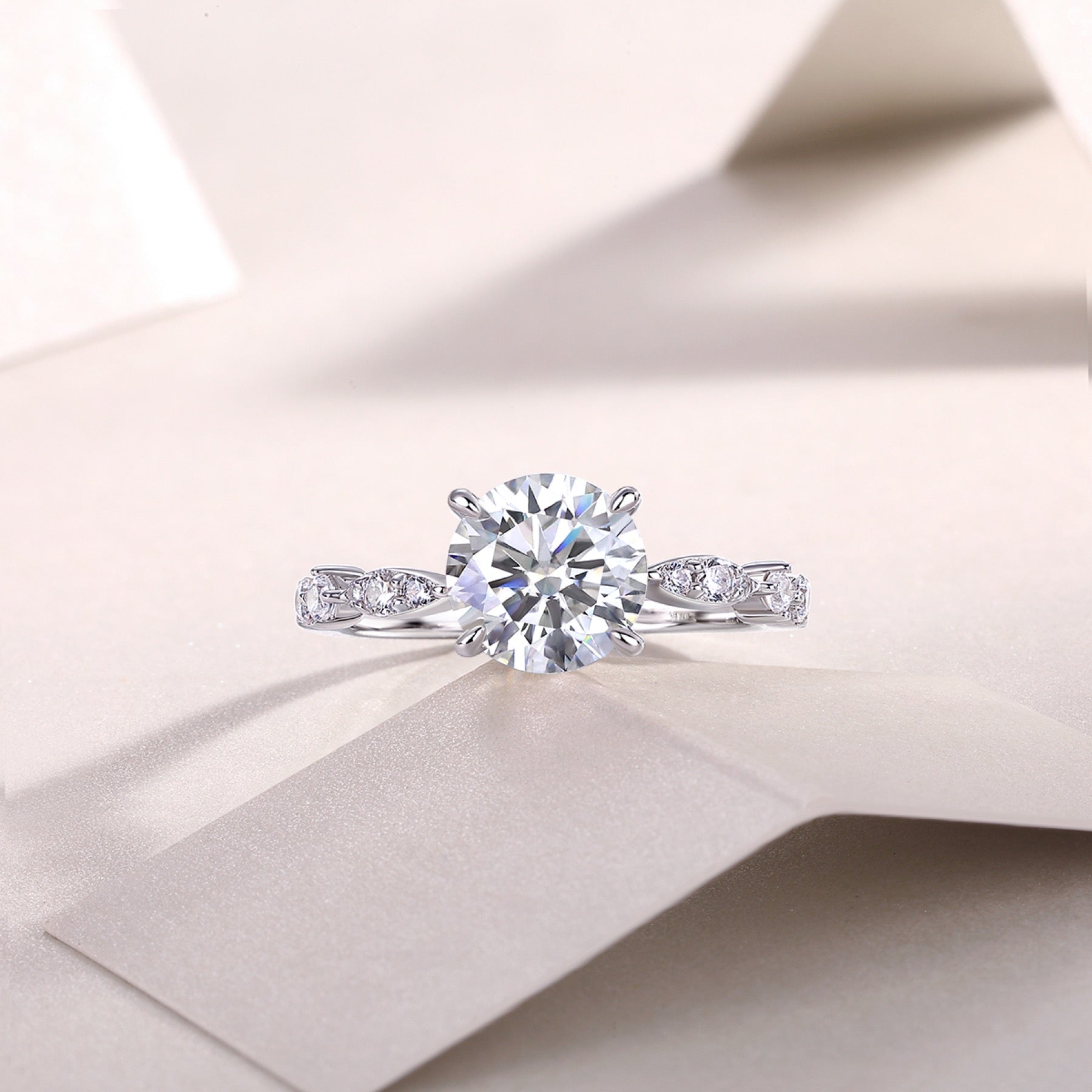 Twine 2 Carat Moissanite Solitaire Ring in Sterling Silver
