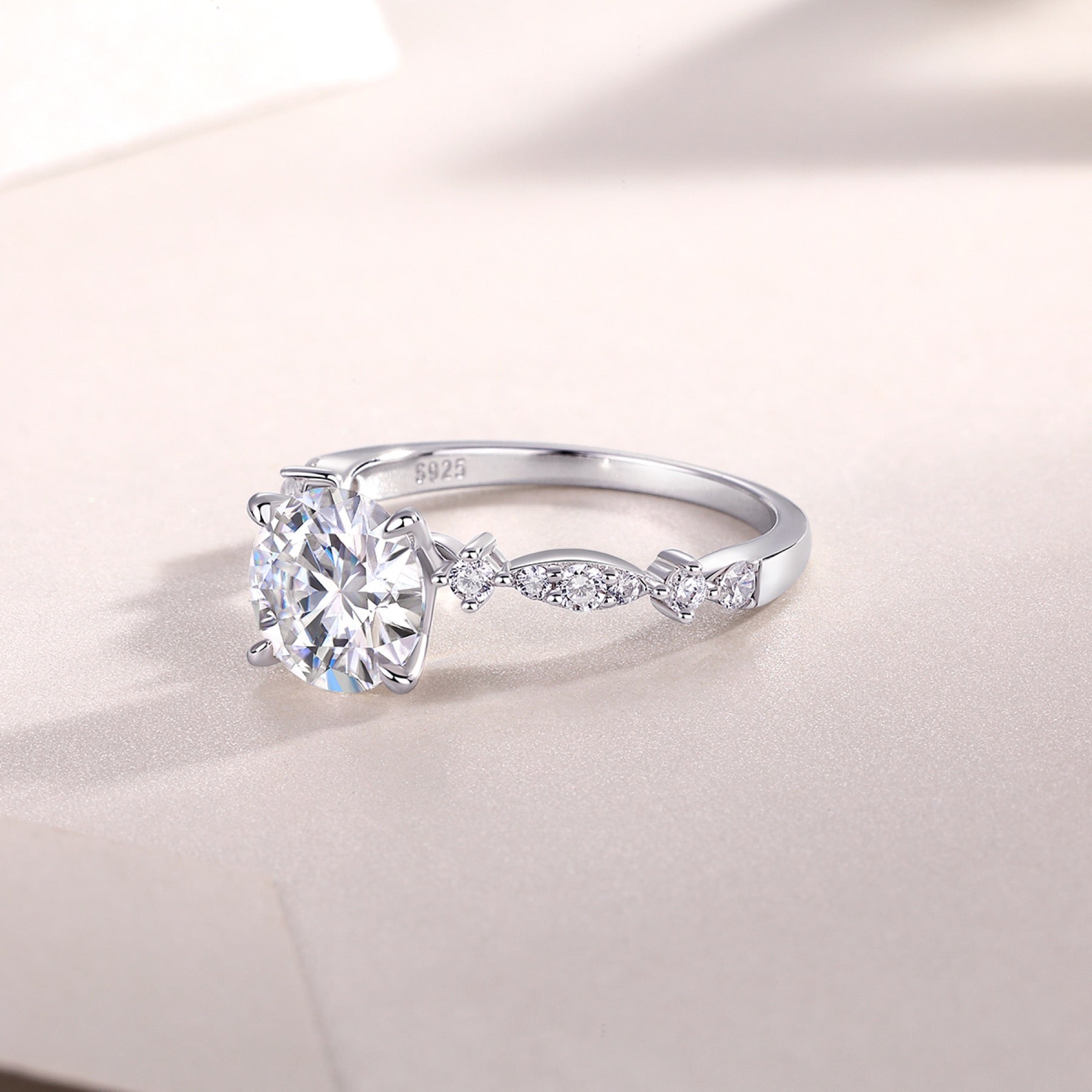 Twine 2 Carat Moissanite Solitaire Ring in Sterling Silver