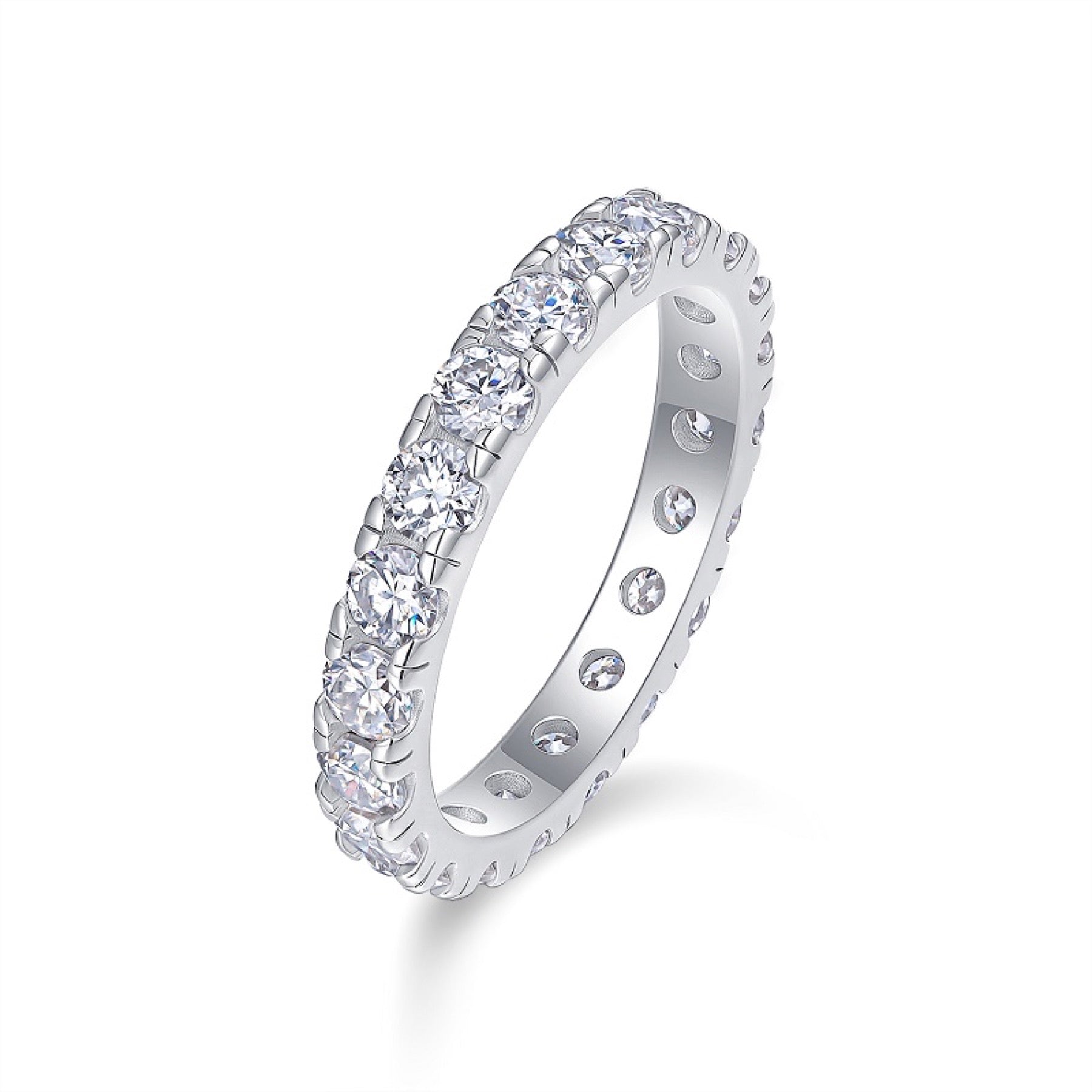 Springwind Moissanite Eternity Band Ring in Sterling Silver