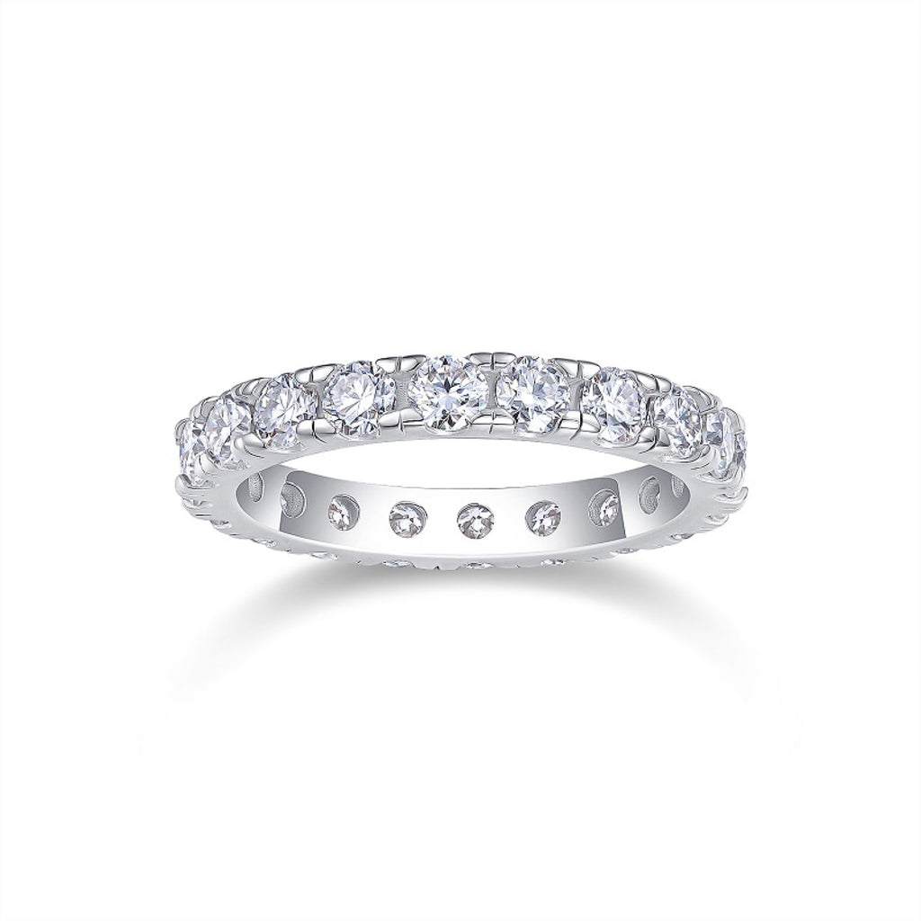 Springwind Moissanite Eternity Band Ring in Sterling Silver