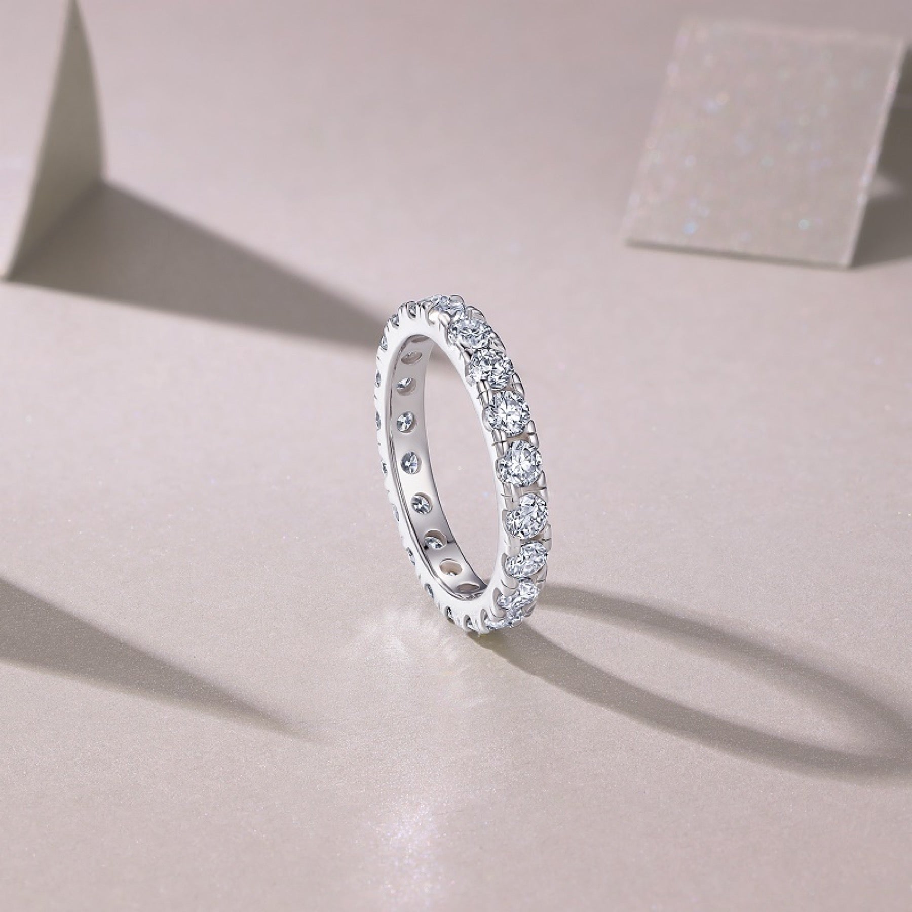 Springwind Moissanite Eternity Band Ring in Sterling Silver