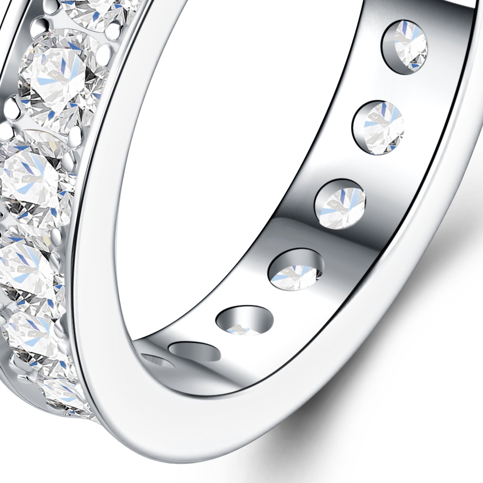 Interlude Moissanite Eternity Band Ring in Sterling Silver — detail