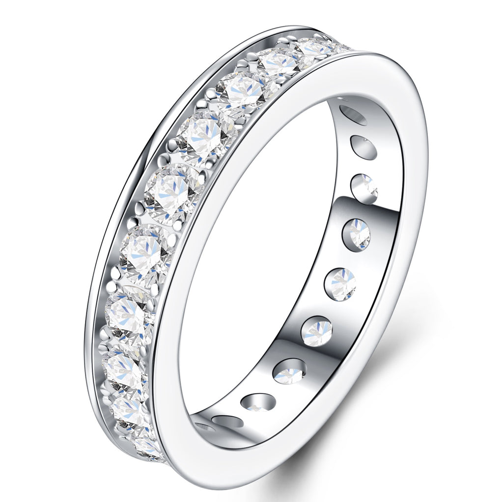 Interlude Moissanite Eternity Band Ring in Sterling Silver