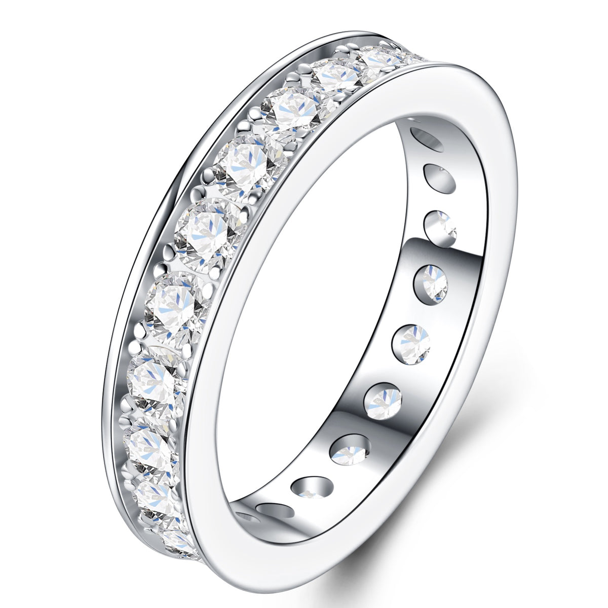 Interlude Moissanite Eternity Band Ring in Sterling Silver