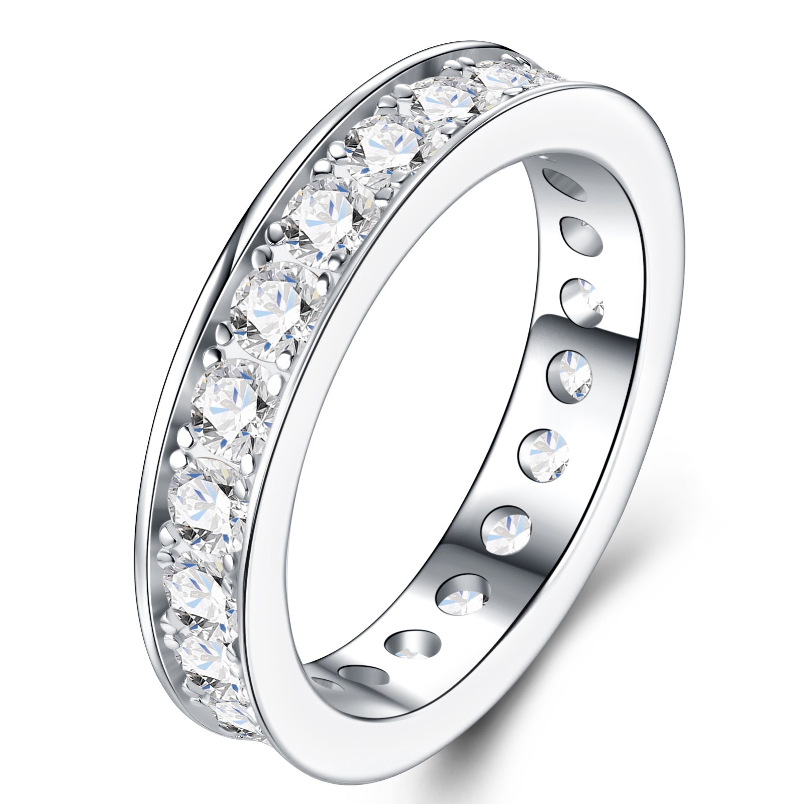 Interlude Moissanite Eternity Band Ring in Sterling Silver