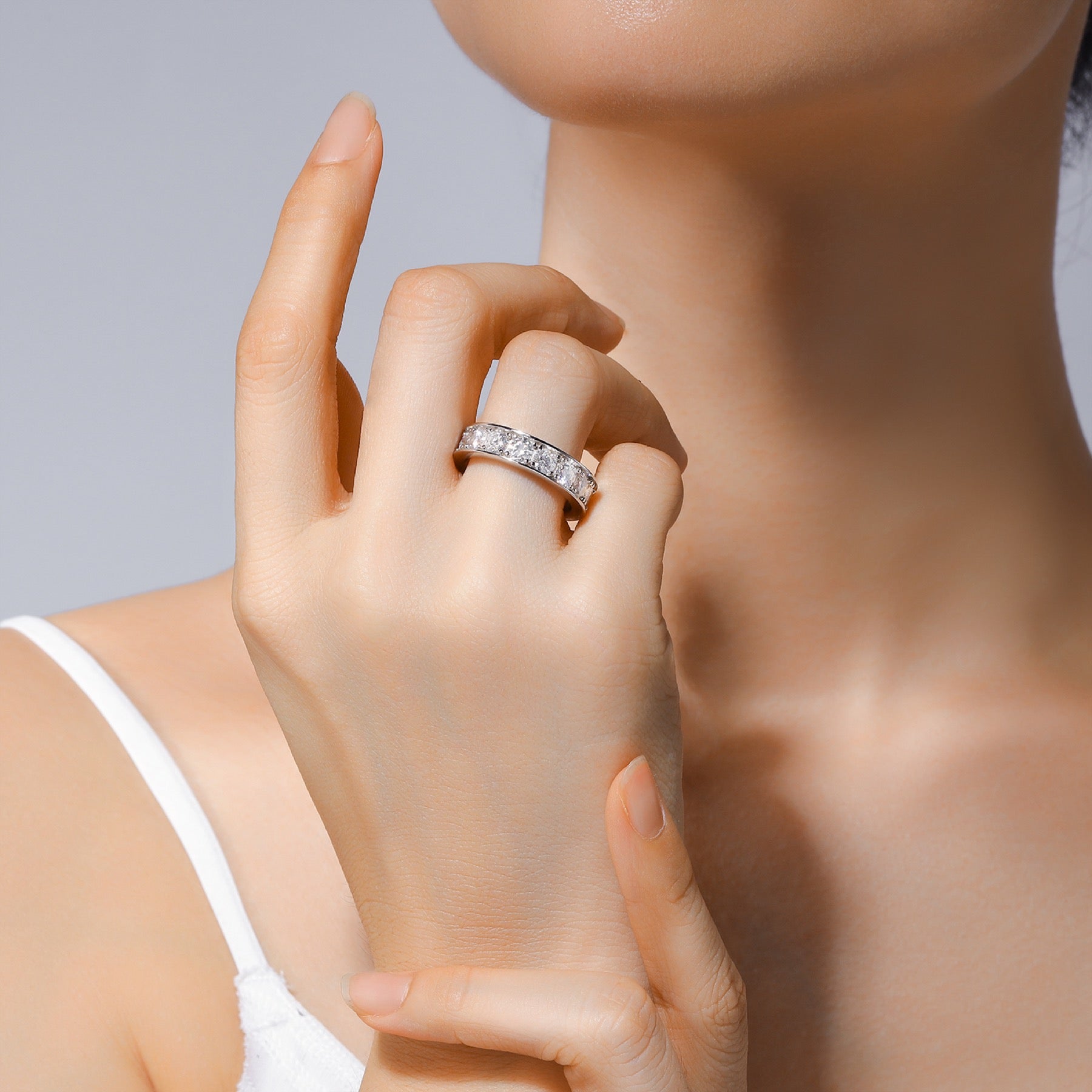 Driftcloud Moissanite Eternity Band Ring in Sterling Silver