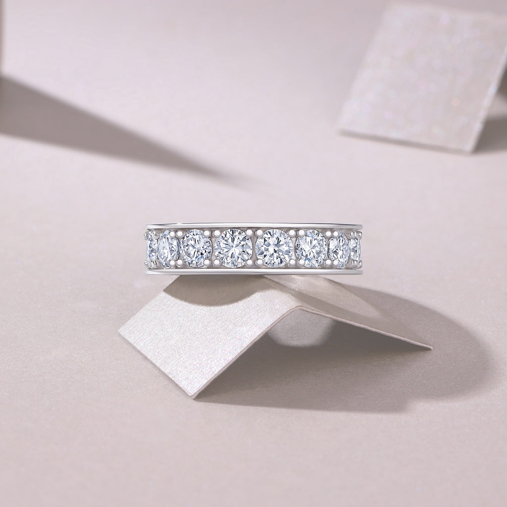Driftcloud Moissanite Eternity Band Ring in Sterling Silver