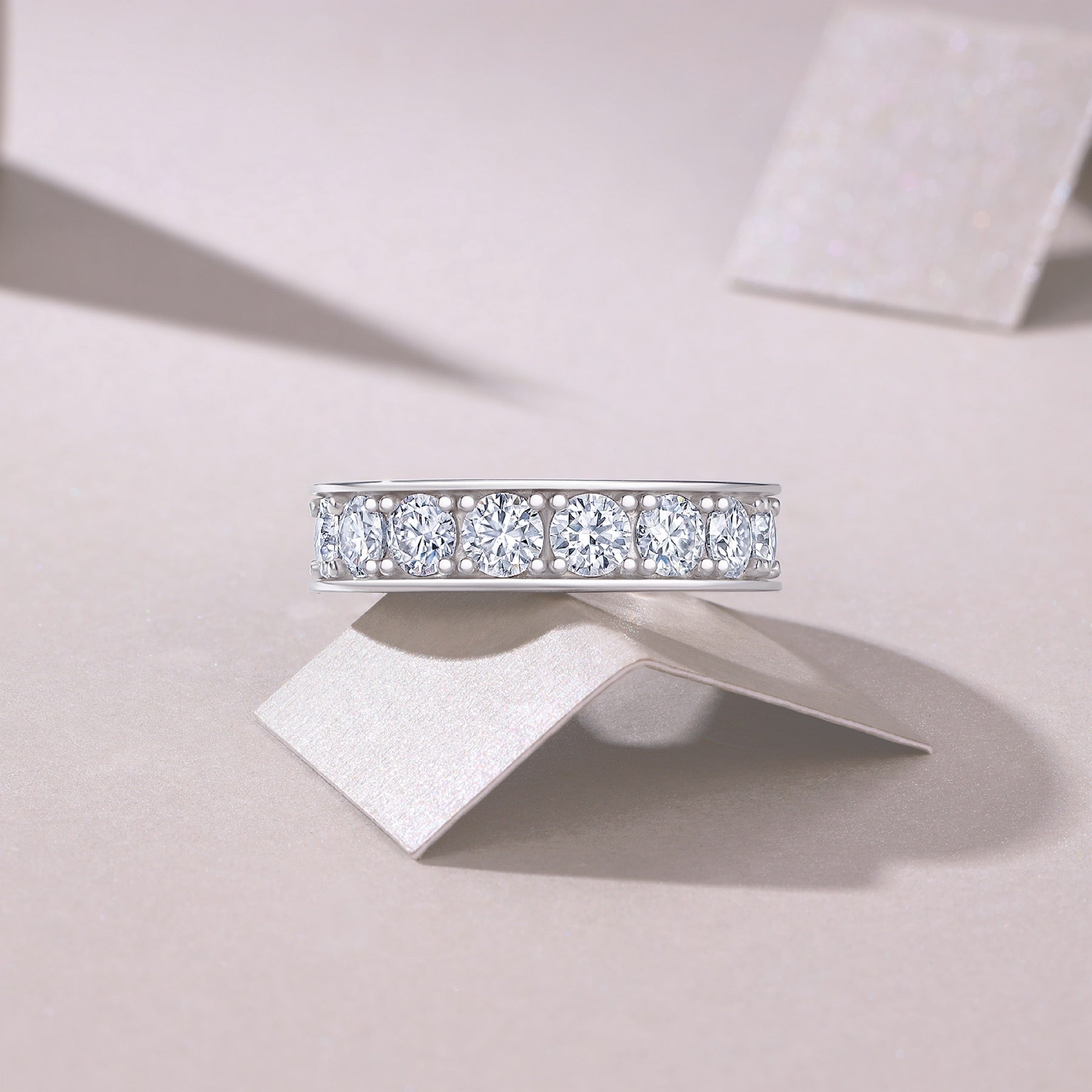 Driftcloud Moissanite Eternity Band Ring in Sterling Silver