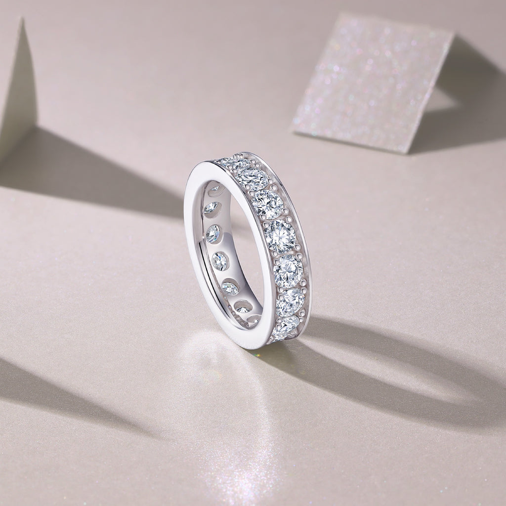 Driftcloud Moissanite Eternity Band Ring in Sterling Silver