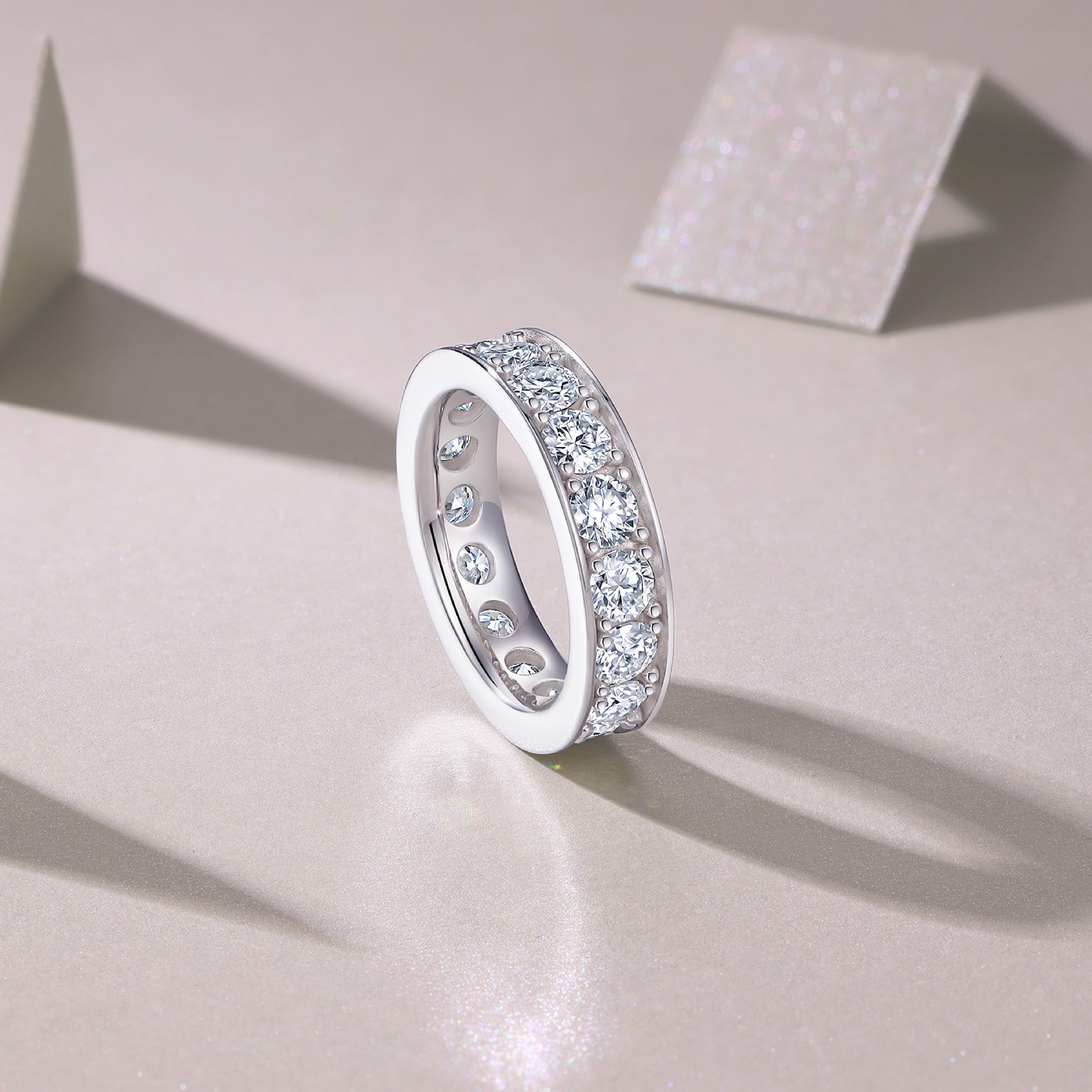 Driftcloud Moissanite Eternity Band Ring in Sterling Silver