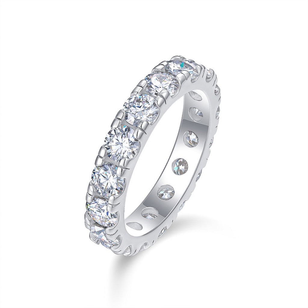 Longing Moissanite Eternity Band Ring in Sterling Silver