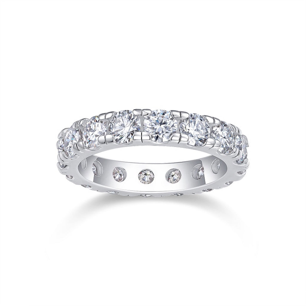 Longing Moissanite Eternity Band Ring in Sterling Silver