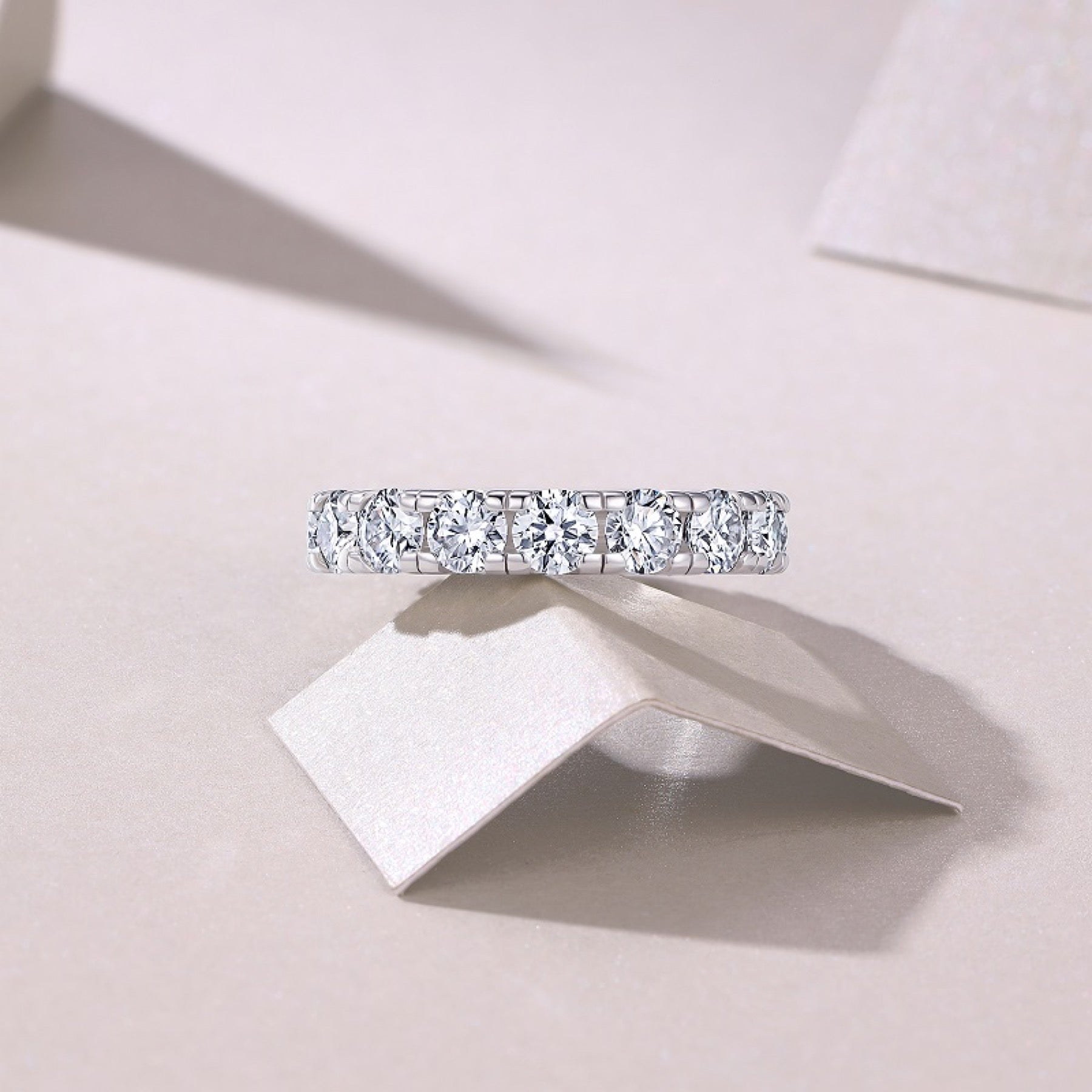 Longing Moissanite Eternity Band Ring in Sterling Silver