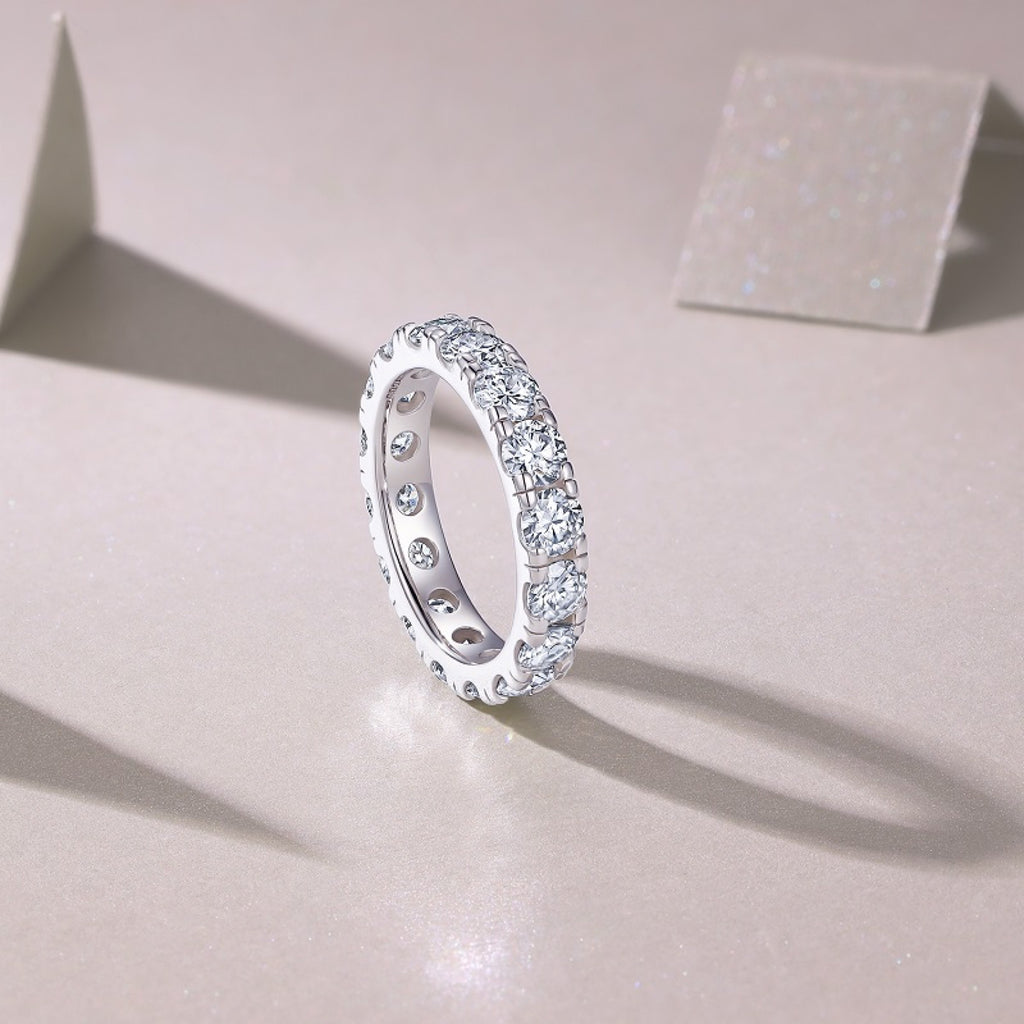 Longing Moissanite Eternity Band Ring in Sterling Silver