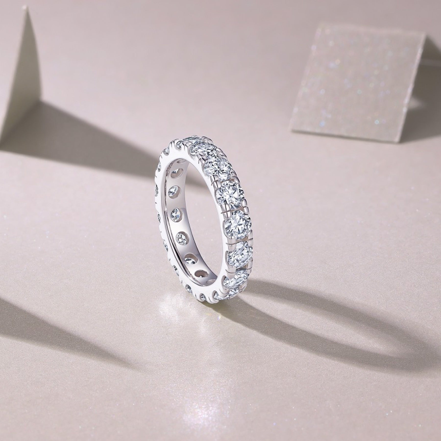 Longing Moissanite Eternity Band Ring in Sterling Silver