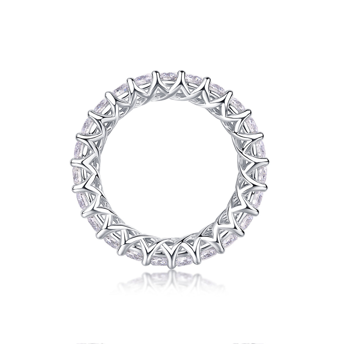 Rose Moissanite Eternity Band Ring in Sterling Silver