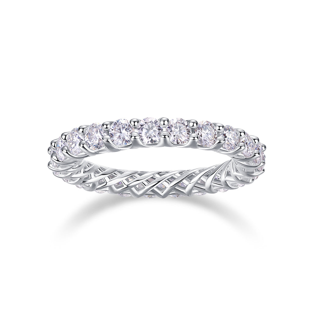 Rose Pear-Cut Moissanite Halo Ring in Sterling Silver