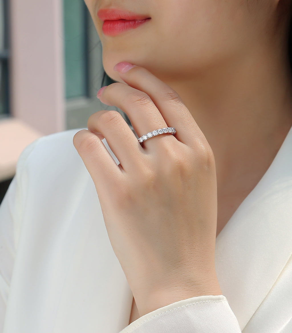 Rose Pear-Cut Moissanite Halo Ring in Sterling Silver