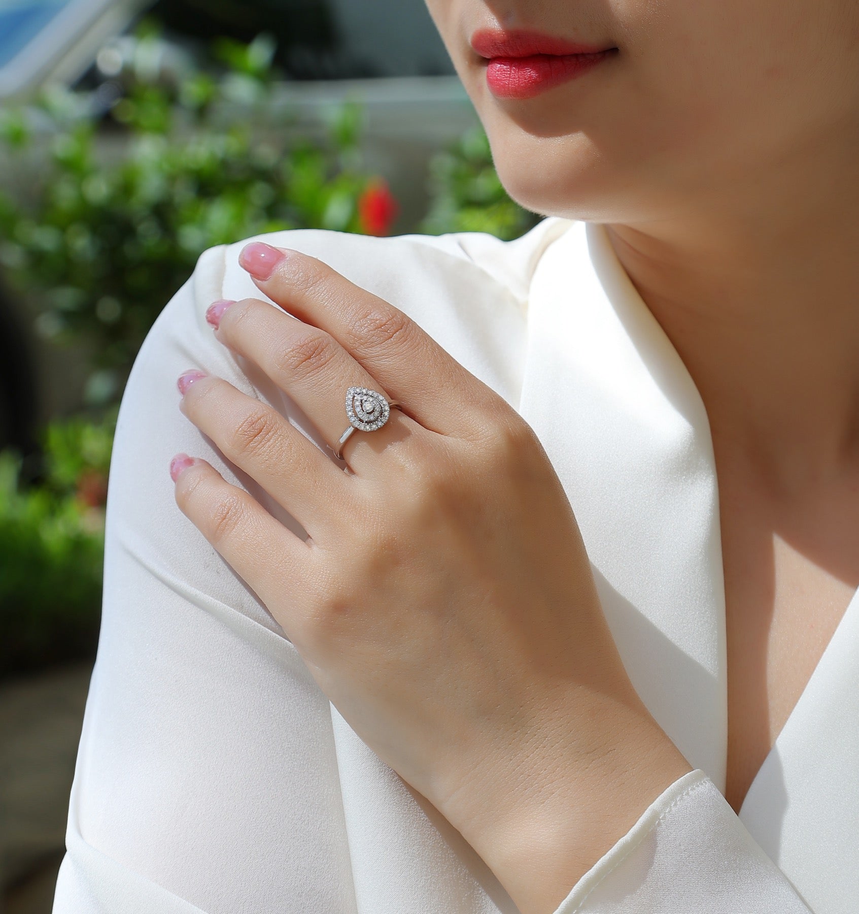 Everlove Moissanite Eternity Band Ring in Sterling Silver