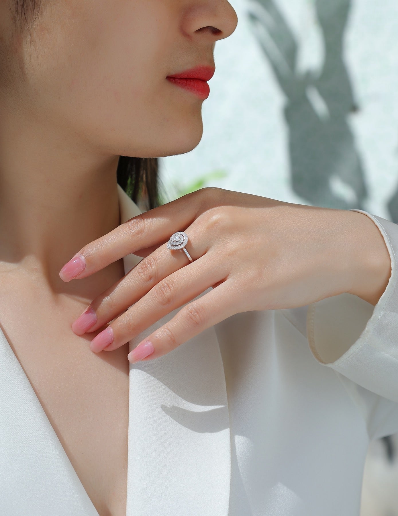 Everlove Moissanite Eternity Band Ring in Sterling Silver