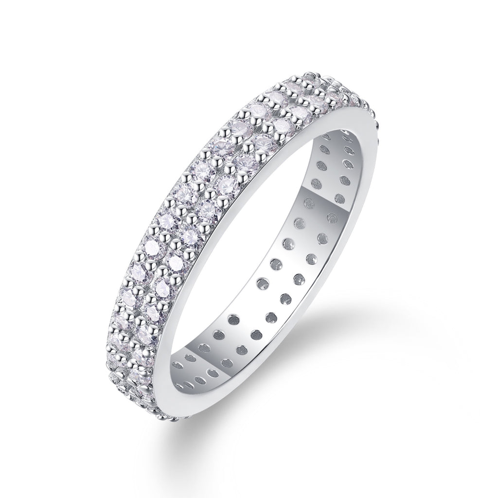 Starlight Moissanite Eternity Band Ring in Sterling Silver