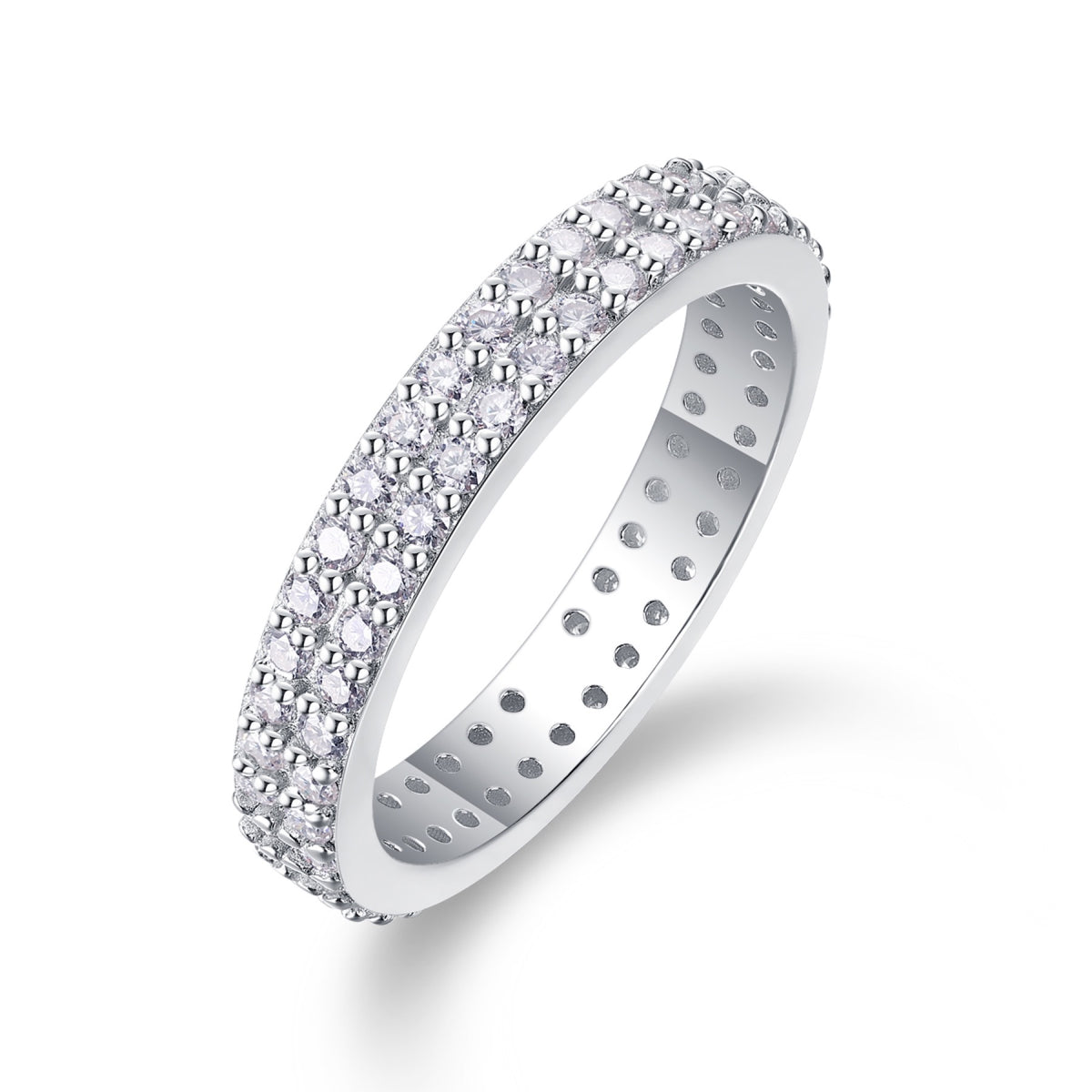 Starlight Moissanite Eternity Band Ring in Sterling Silver