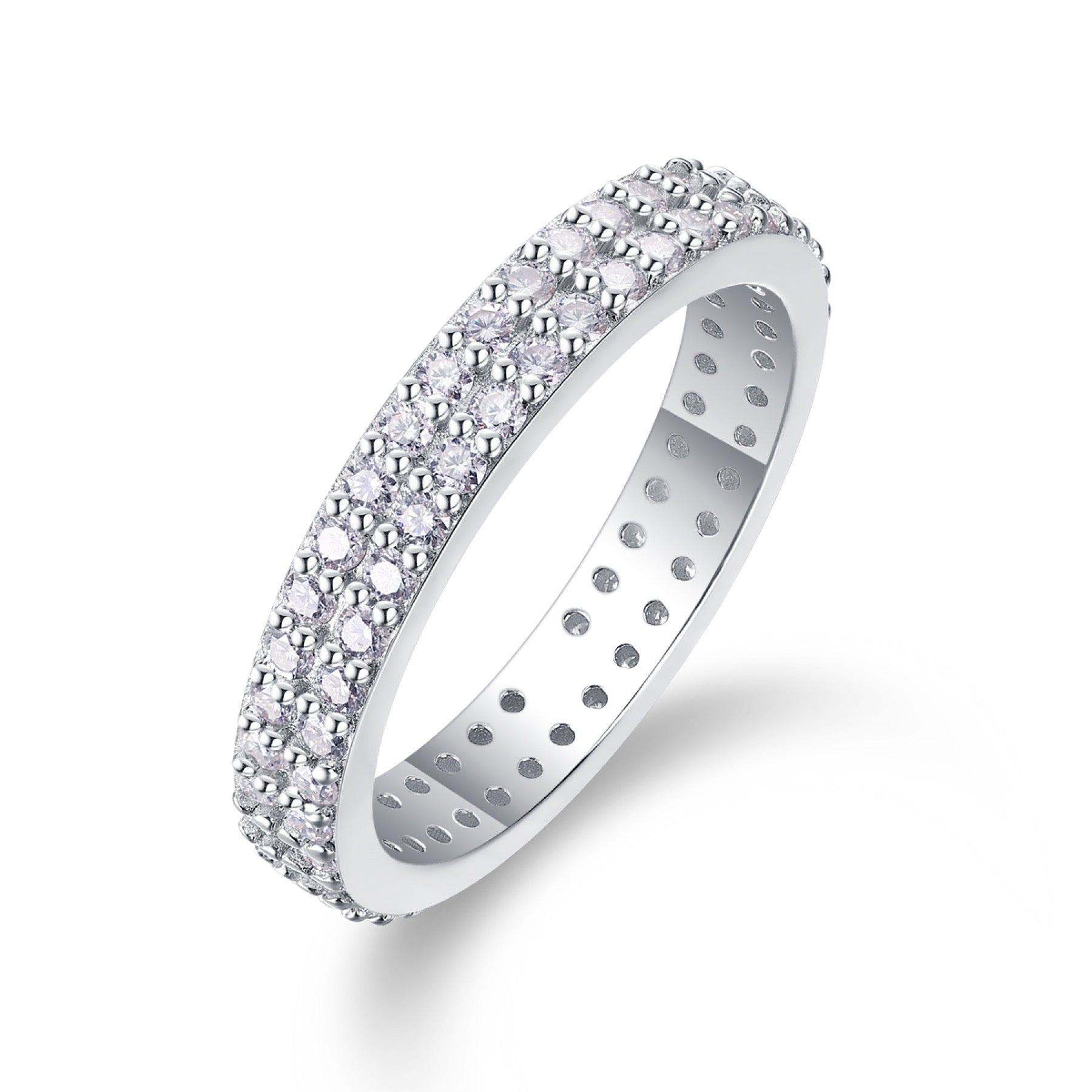 Starlight Moissanite Eternity Band Ring in Sterling Silver