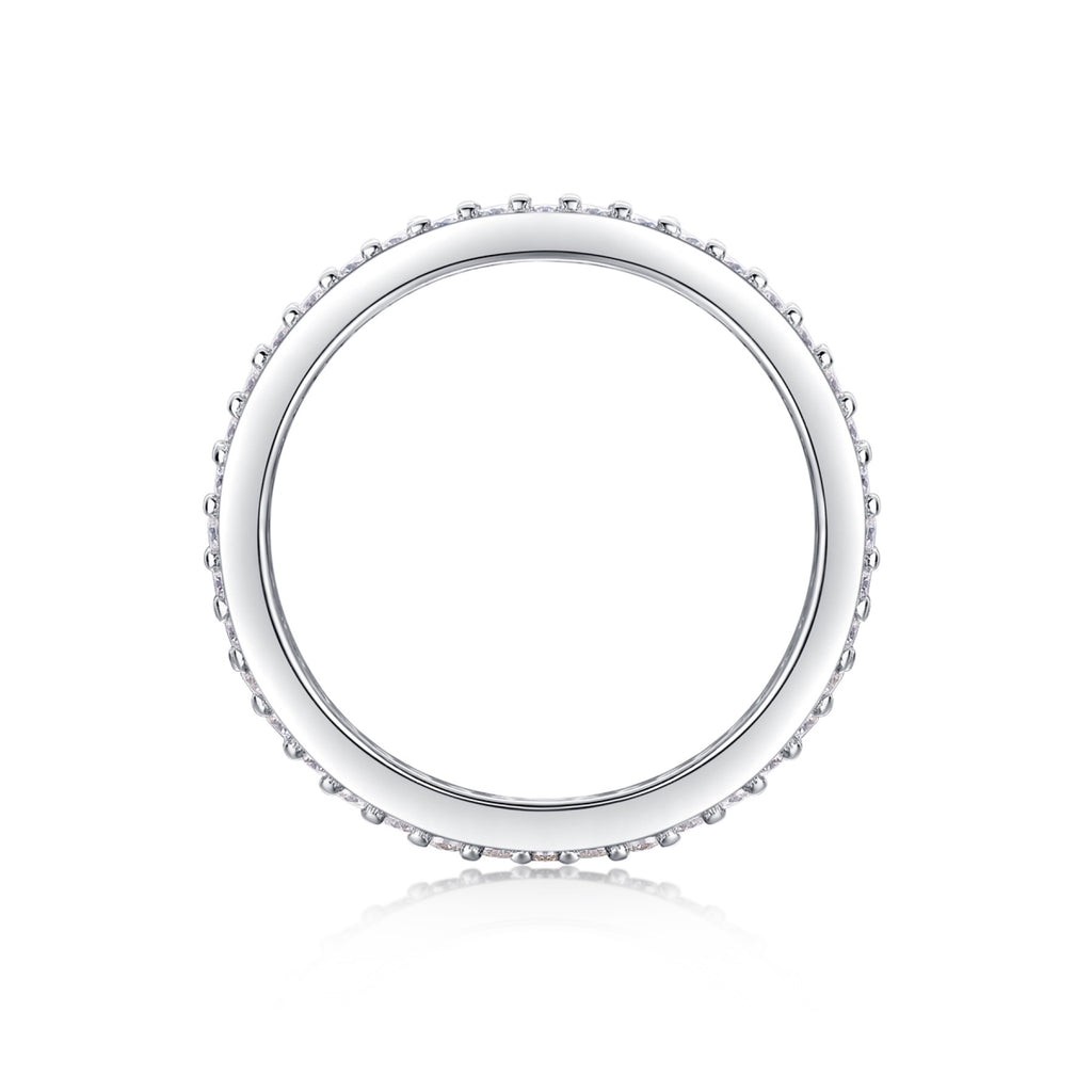 Starlight Moissanite Eternity Band Ring in Sterling Silver