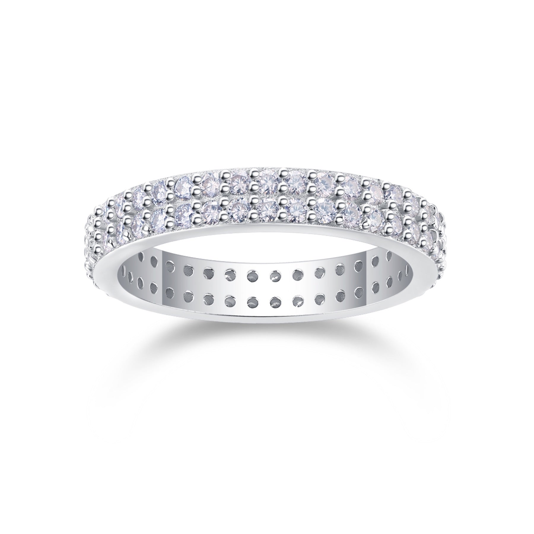 Starlight Moissanite Eternity Band Ring in Sterling Silver