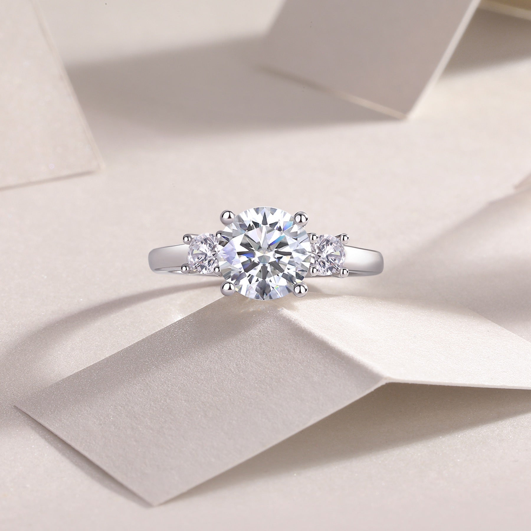Shine 2 Carat Moissanite Solitaire Ring in Sterling Silver