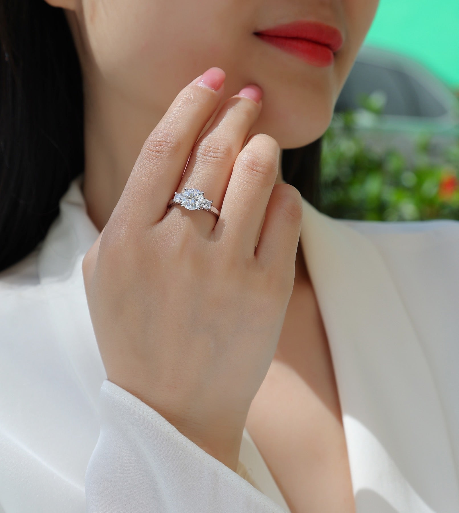 Shine 2 Carat Moissanite Solitaire Ring in Sterling Silver