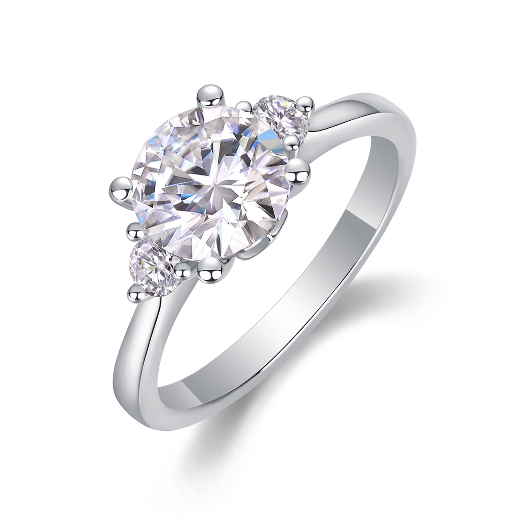 Cosmic 2 Carat Moissanite Solitaire Ring in Sterling Silver