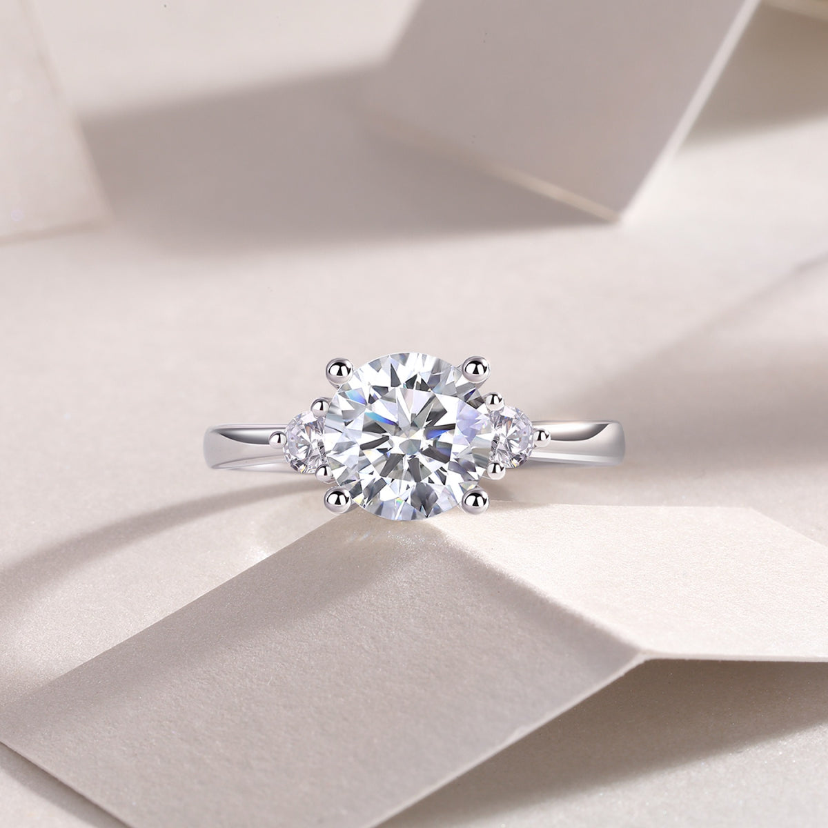 Cosmic 2 Carat Moissanite Solitaire Ring in Sterling Silver