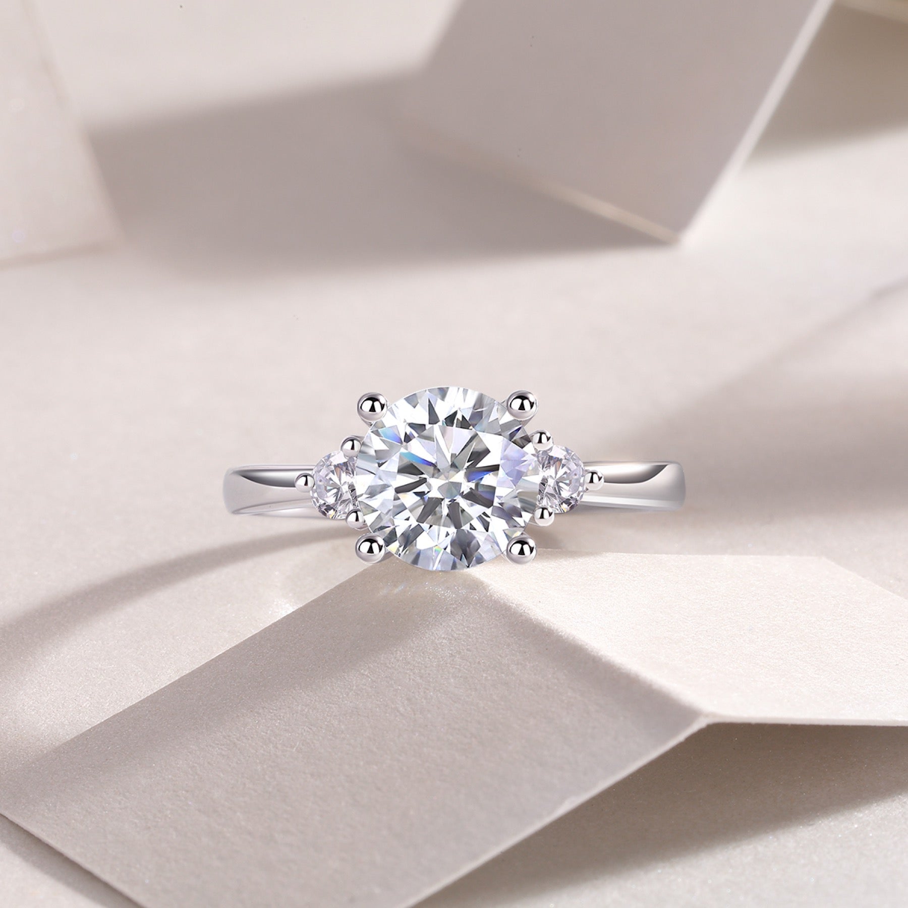 Cosmic 2 Carat Moissanite Solitaire Ring in Sterling Silver
