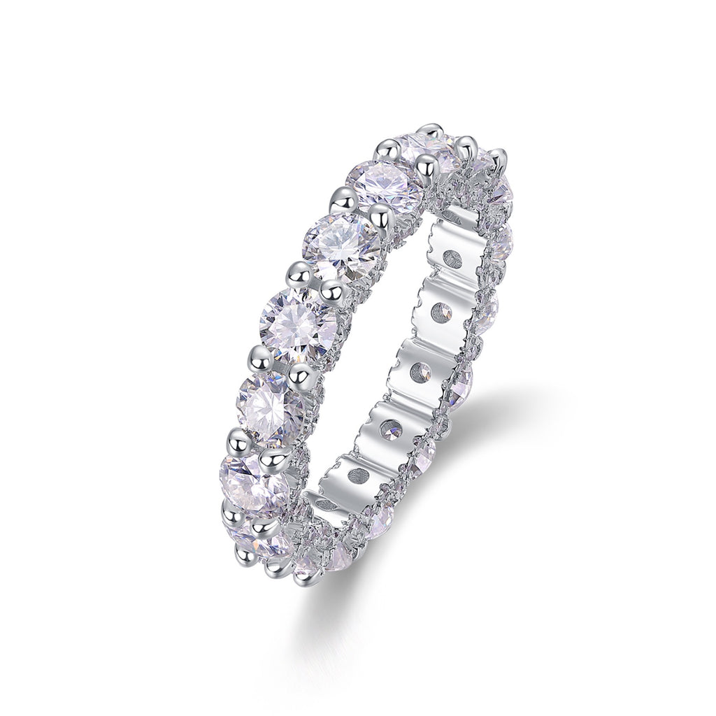 Ferris Moissanite Eternity Band Ring in Sterling Silver
