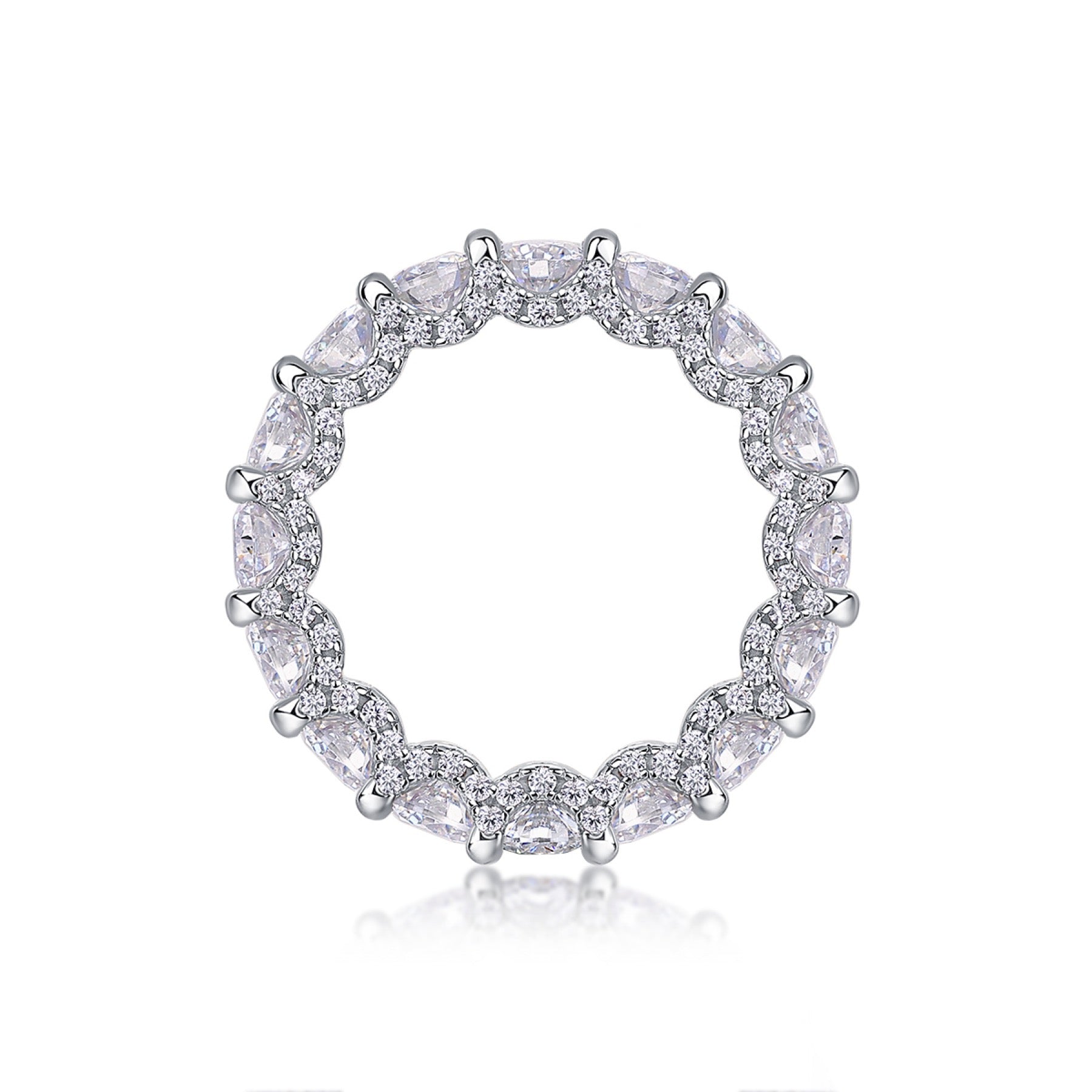 Ferris Moissanite Eternity Band Ring in Sterling Silver
