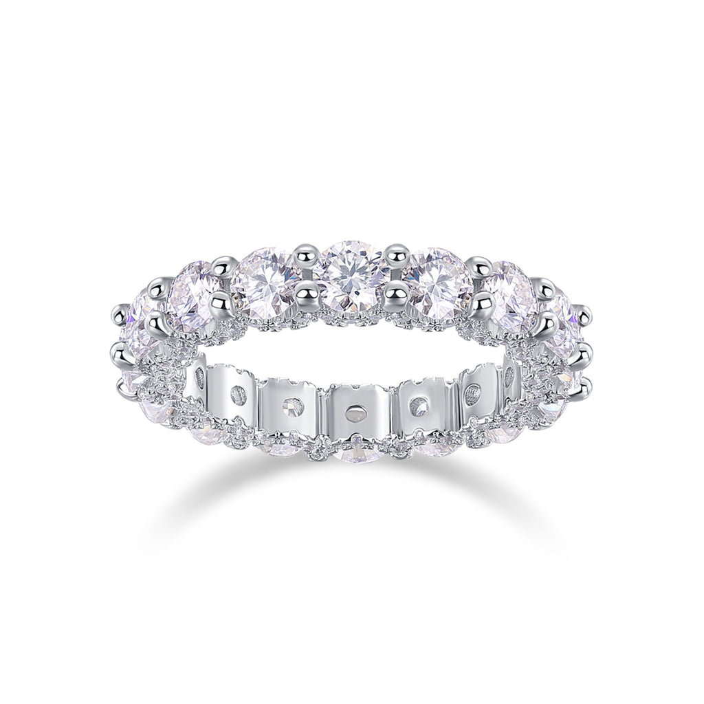 Ferris Moissanite Eternity Band Ring in Sterling Silver