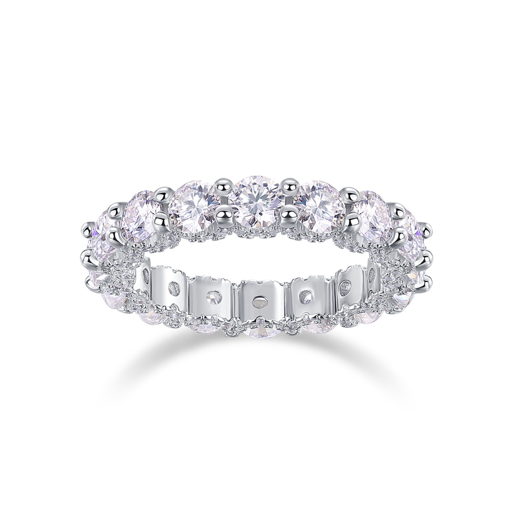 Ferris Moissanite Eternity Band Ring in Sterling Silver