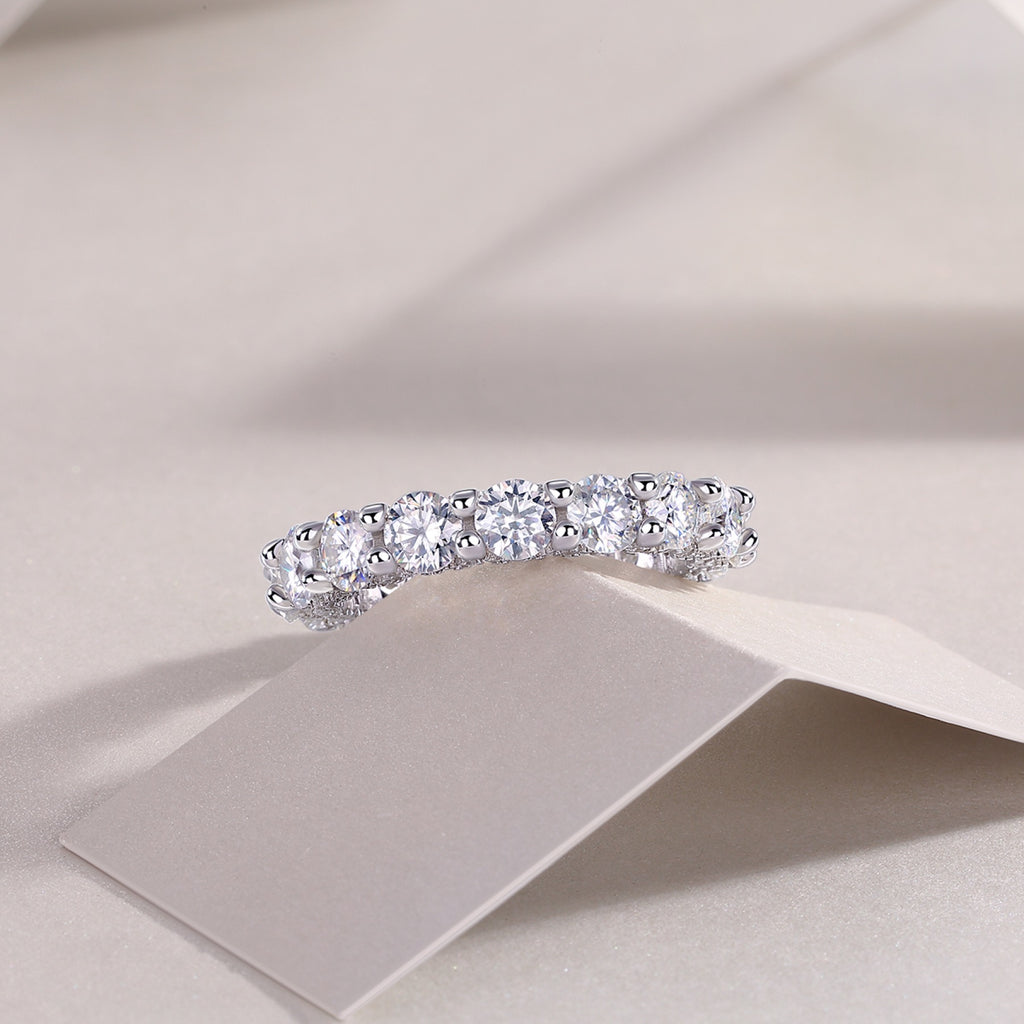 Ferris Moissanite Eternity Band Ring in Sterling Silver