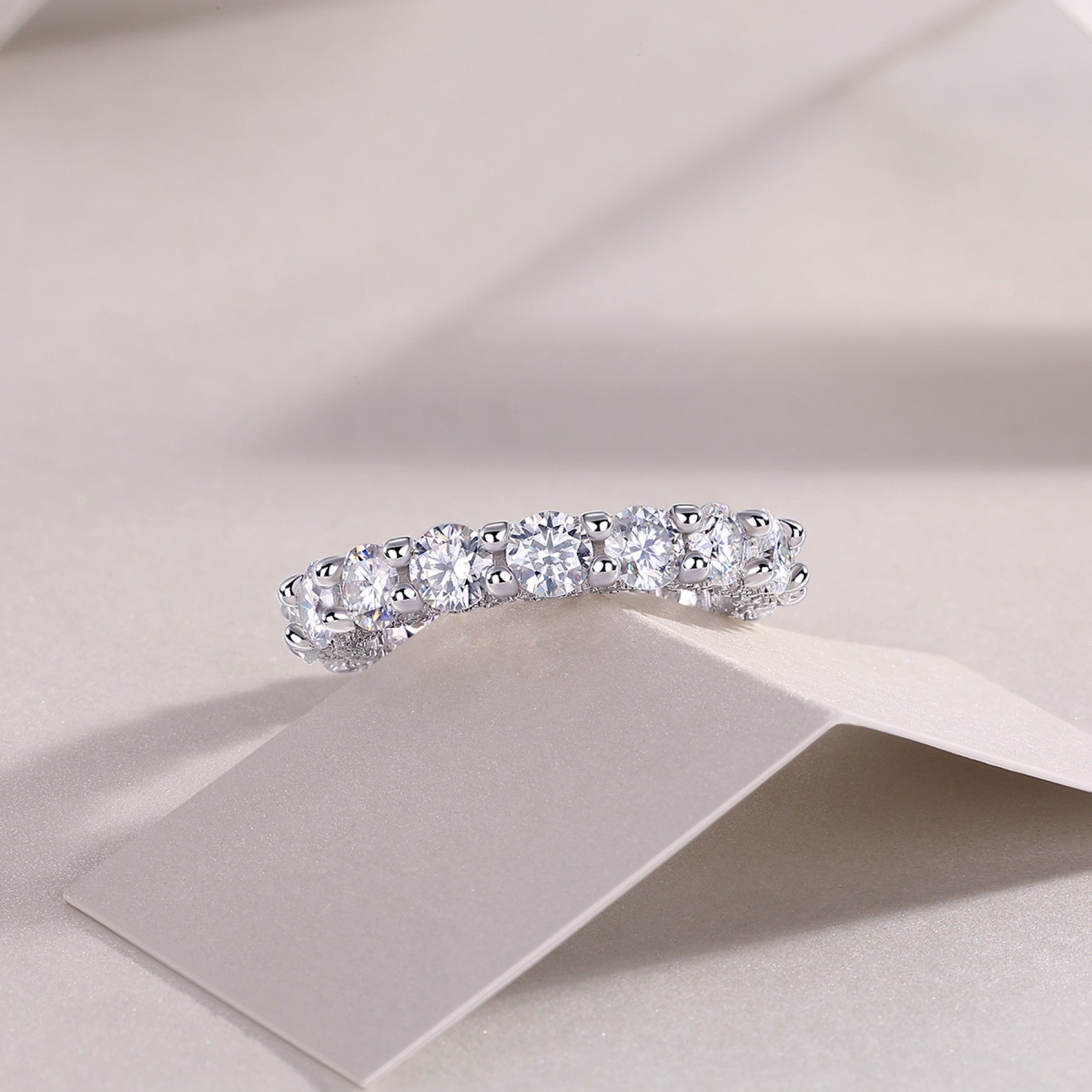 Ferris Moissanite Eternity Band Ring in Sterling Silver