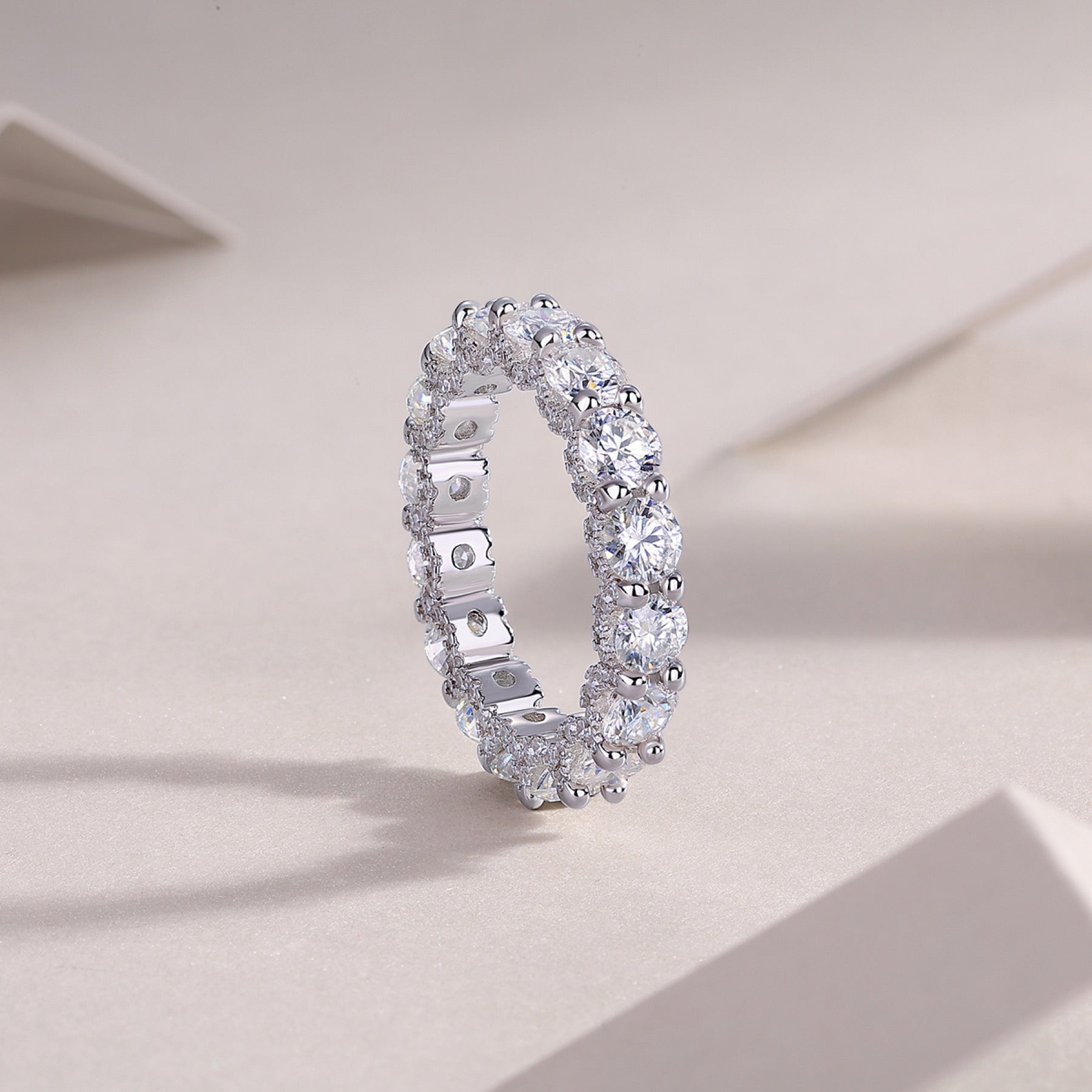 Ferris Moissanite Eternity Band Ring in Sterling Silver