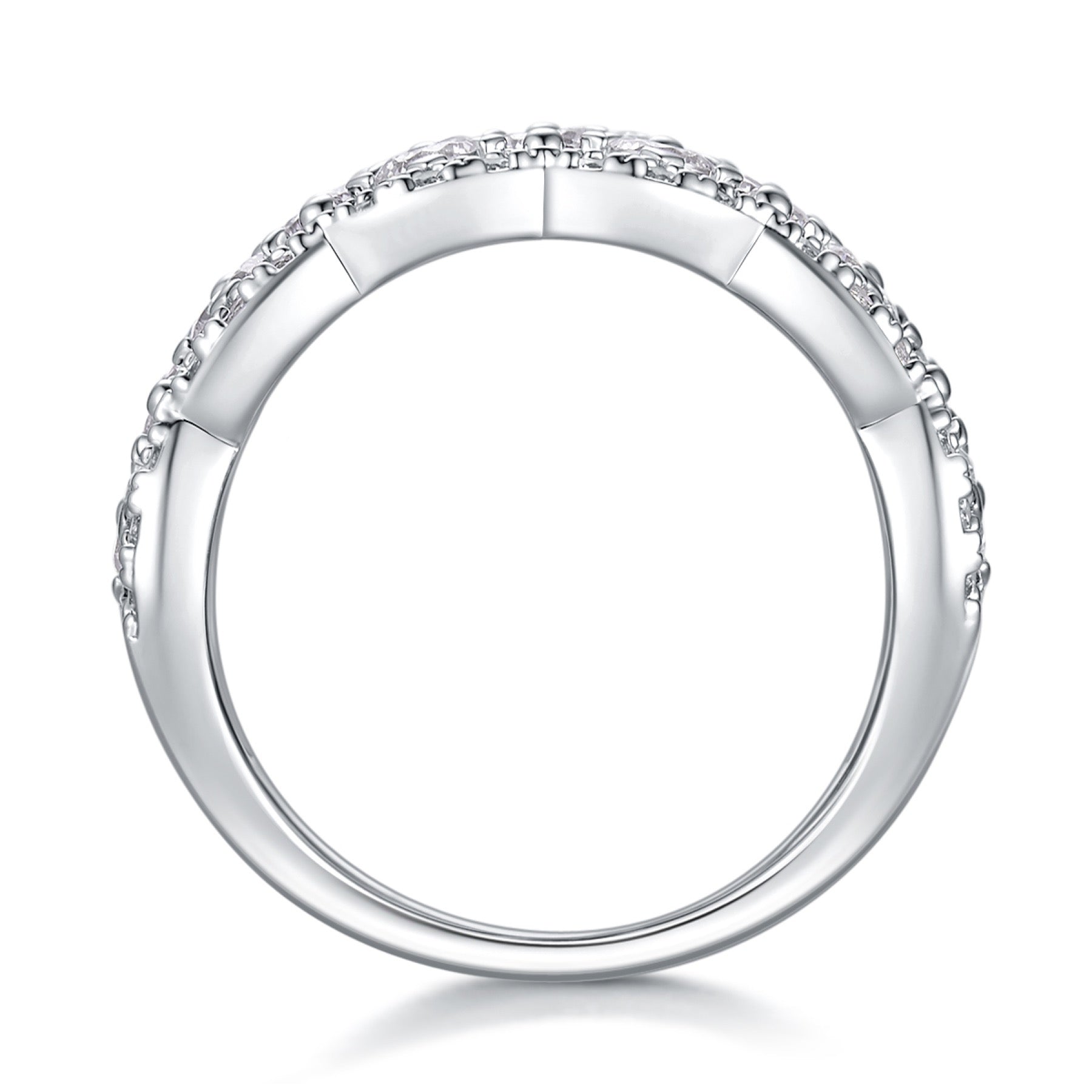 Lace Moissanite Band Ring in Sterling Silver