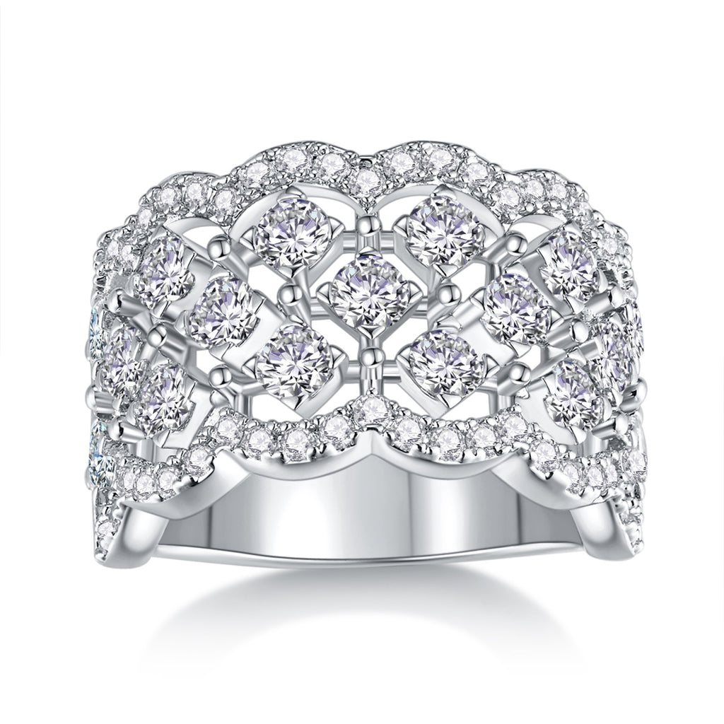 Lace Moissanite Band Ring in Sterling Silver