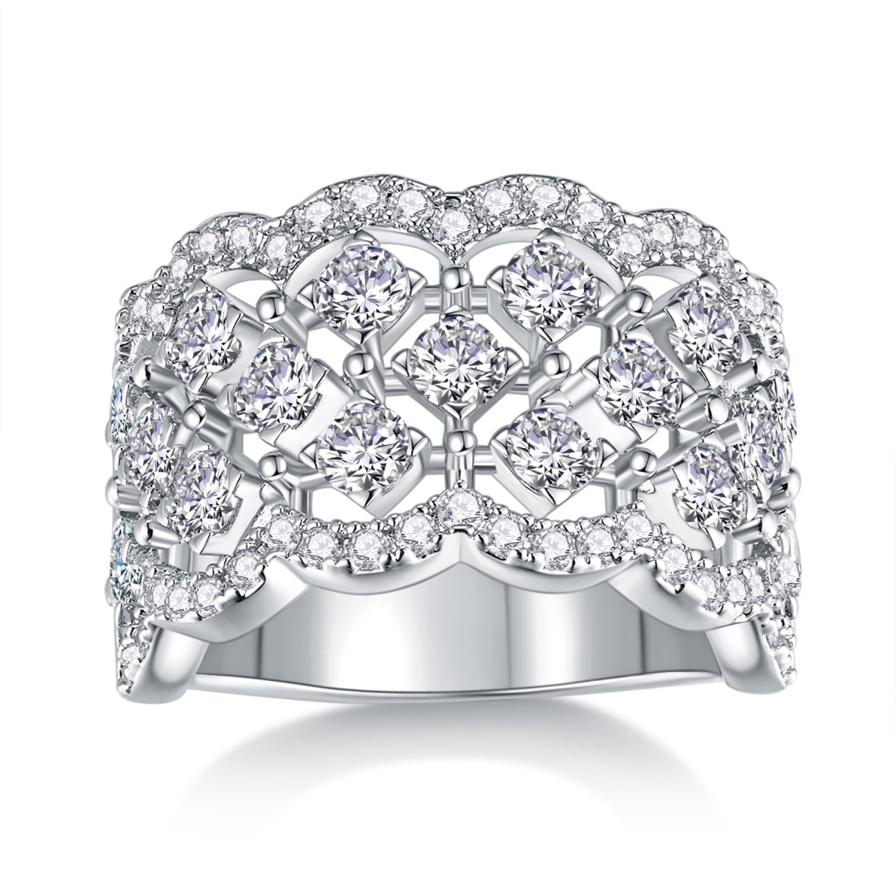 Lace Moissanite Band Ring in Sterling Silver