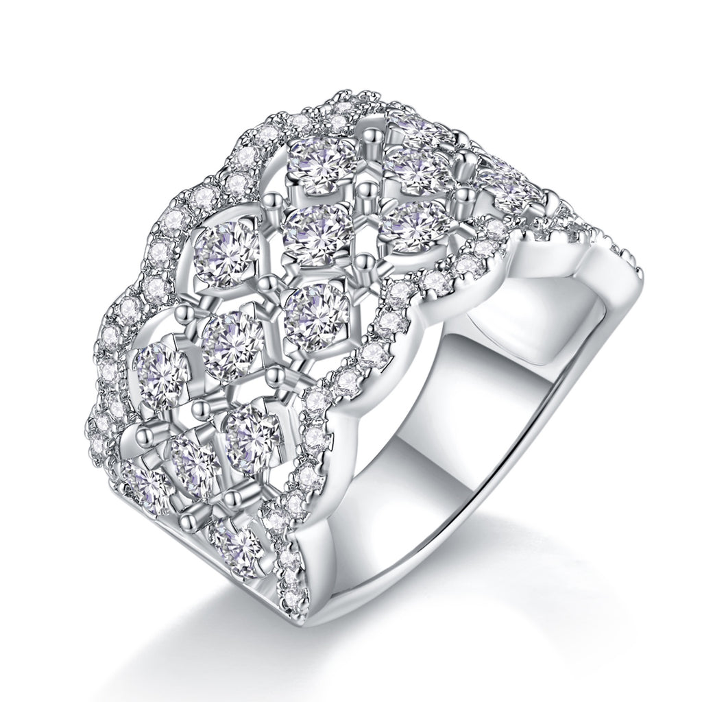 Lace Moissanite Band Ring in Sterling Silver